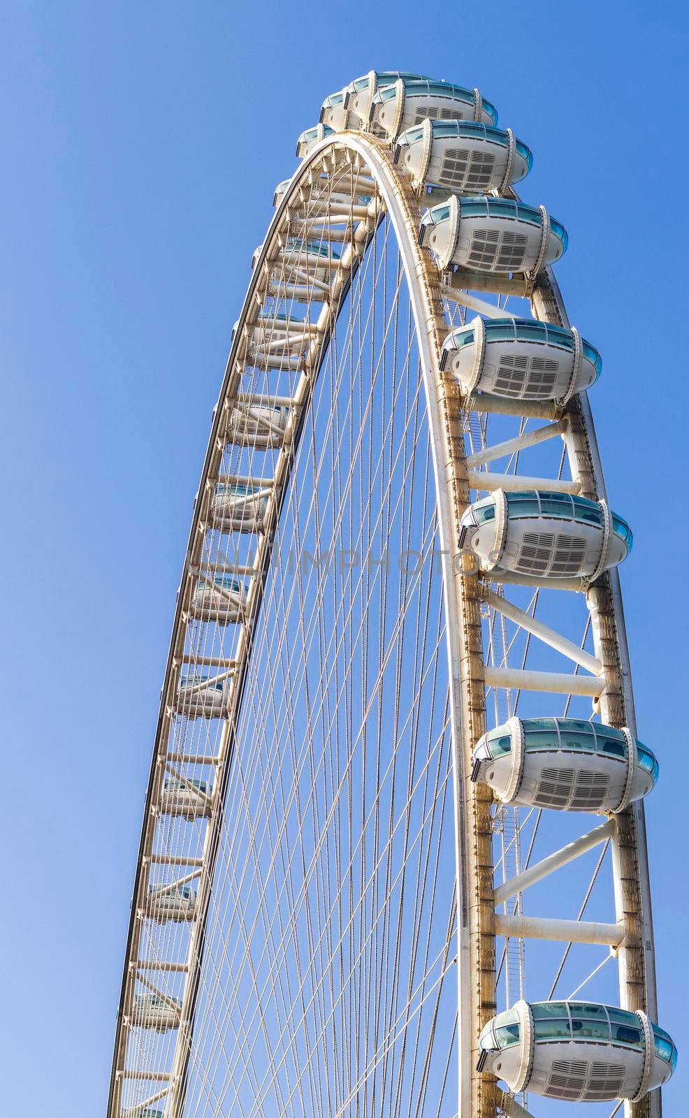 Dubai,UAE - 04.10.2021 Partial view of a tallest ferris wheel in the world Ain Dubai, located in "Blue waters" by Meraas in Dubai, UAE. Outdoors by pazemin