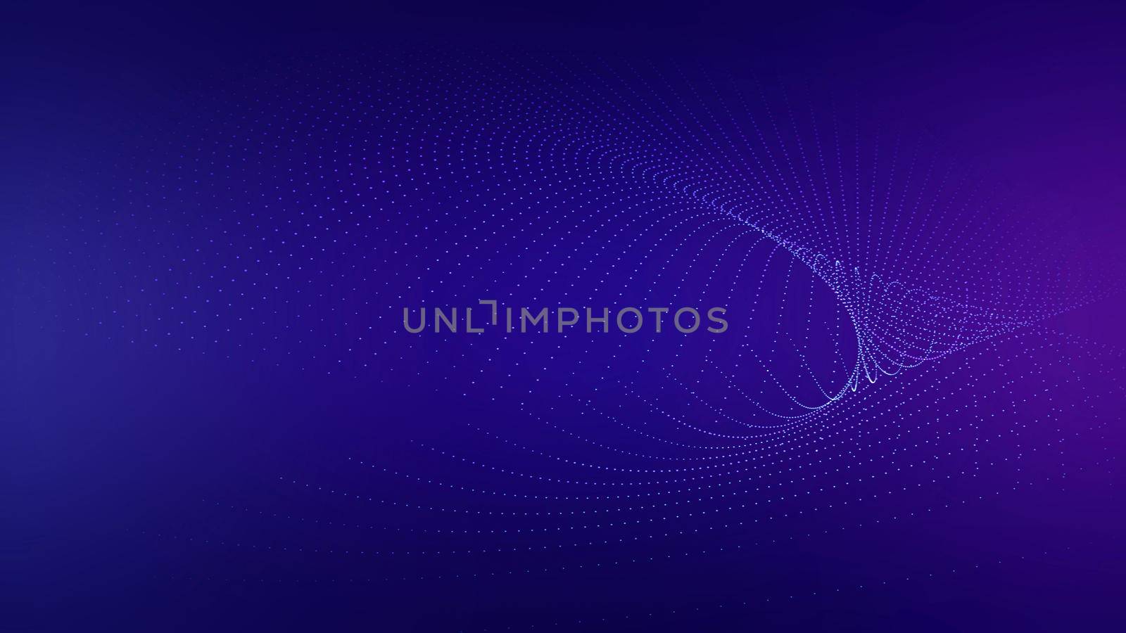 Abstract wave matrix of dots on blue background. tech data Artificial intelligence concept.