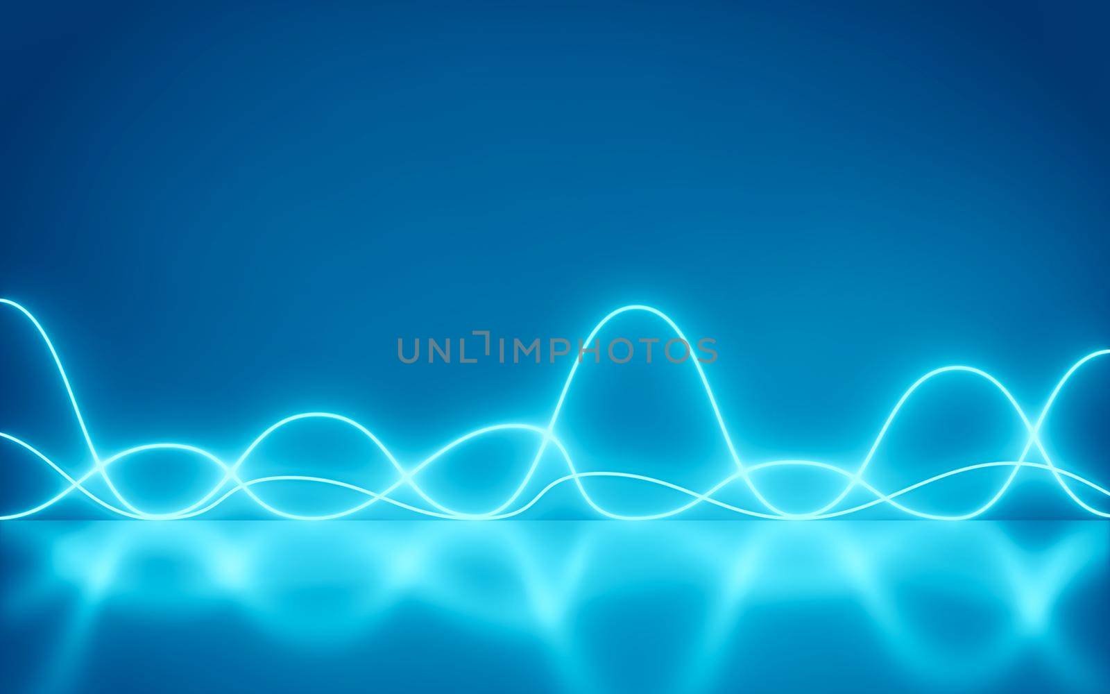 Background Futuristic Abstract Blue Neon Waves motion Light Shapes On colorful and reflective - laser show, night club interior lights, 3d rendering,
