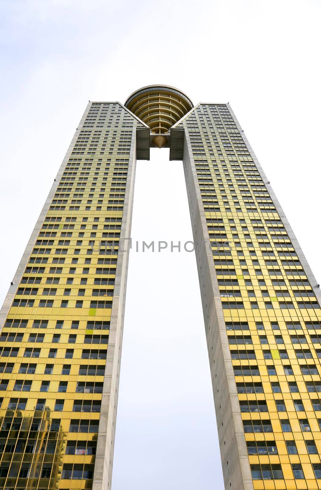 Benidorm, Alicante, Spain- September 11, 2022: Modern architecture building called Intempo in the Poniente Beach Area in Benidorm