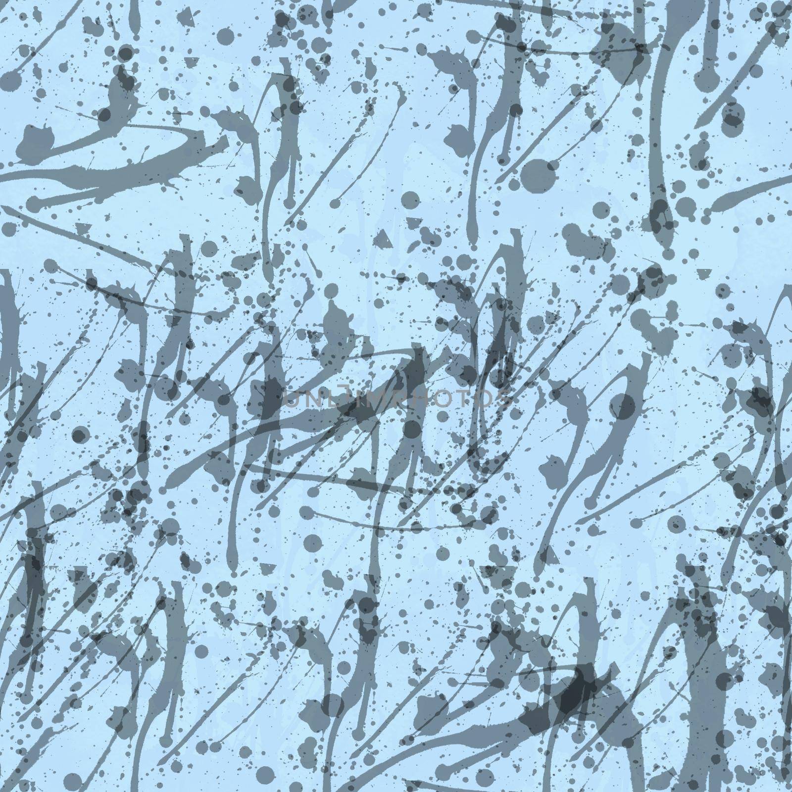 A seamless pattern with monochrome paint splatters on a blue background. by fireFLYart