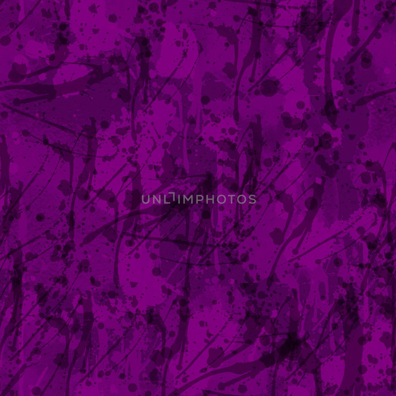 A seamless pattern with monochrome paint splatters on a violet background. by fireFLYart