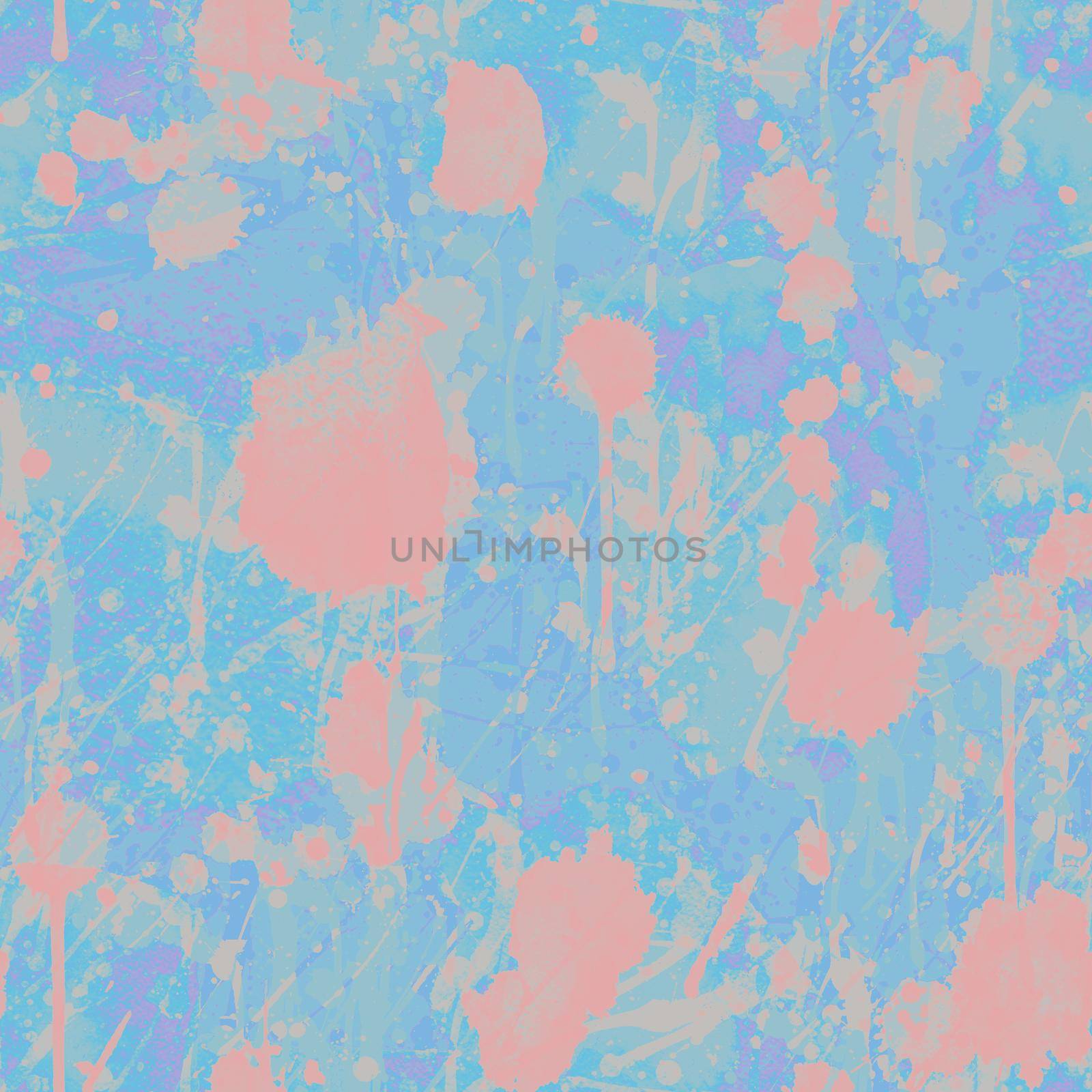 A seamless pattern with monochrome pink paint splatters on background. by fireFLYart
