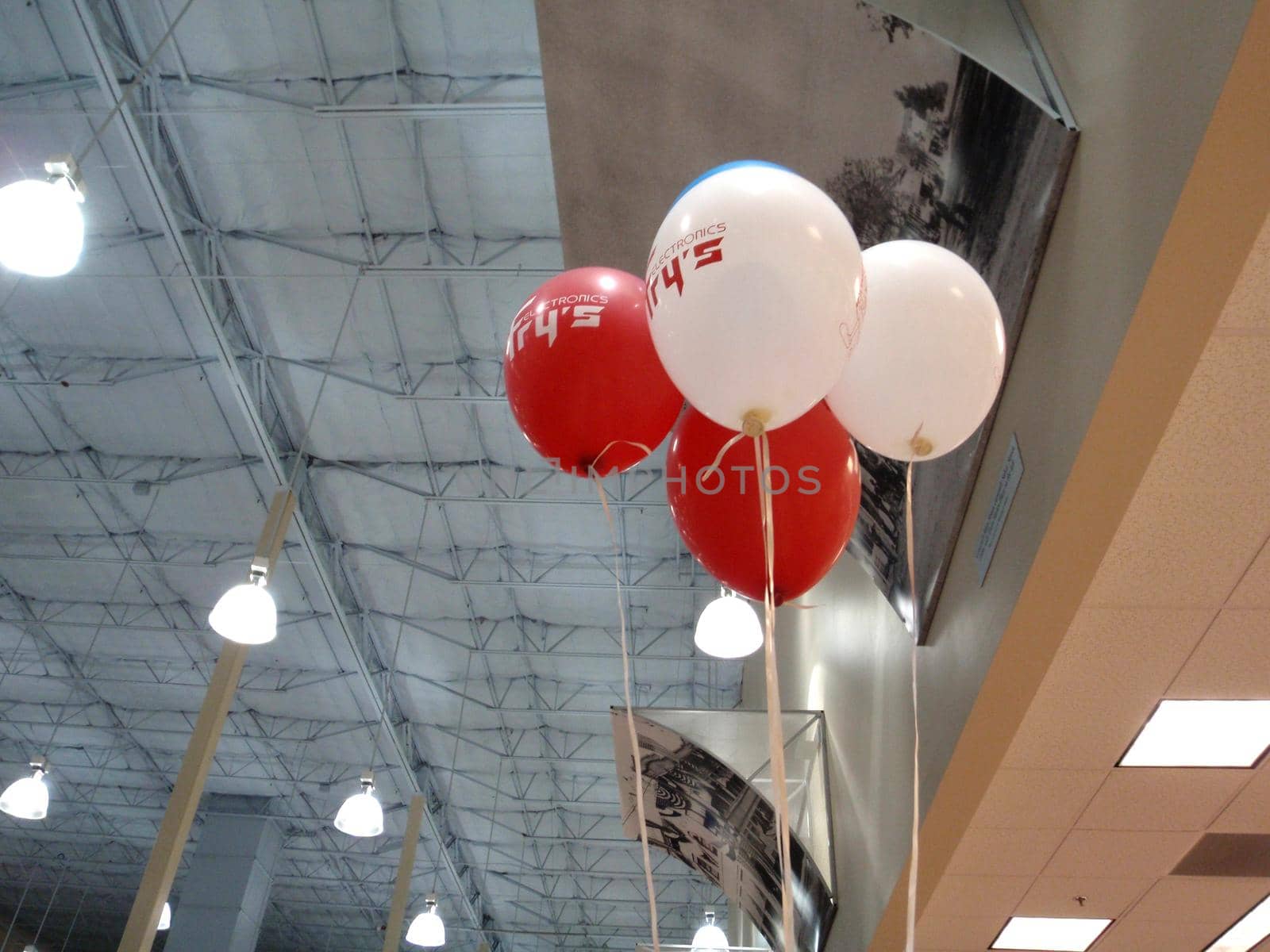 Fry's Electronics Balloons float in the air inside store by EricGBVD