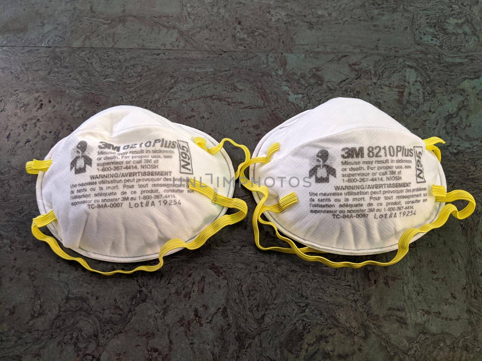 Two White N95 Face Masks with yellow ear strapsq by EricGBVD