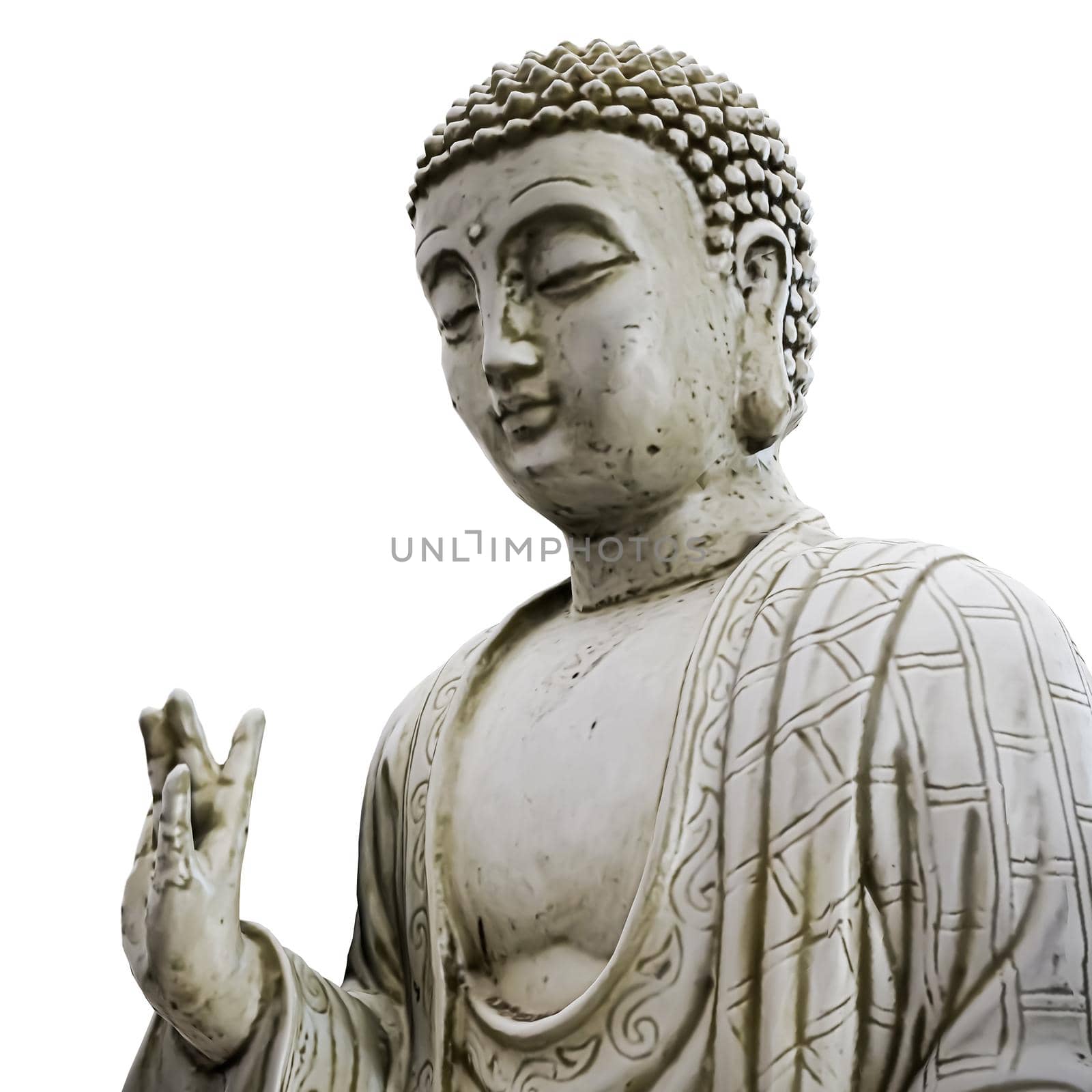 Buddha statue isolated on white background 3d illustration