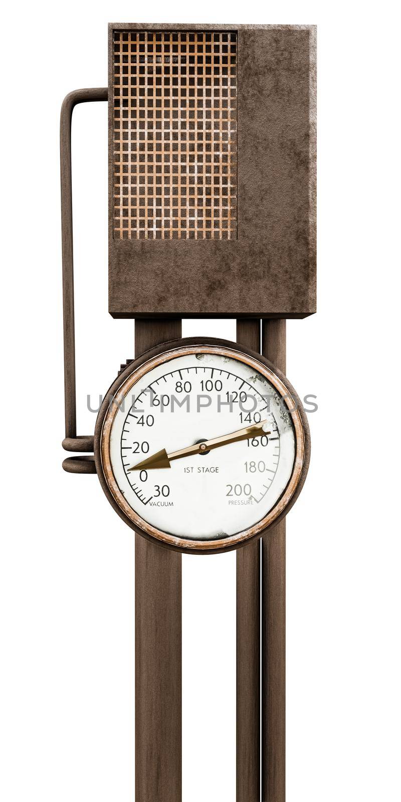 Steampunk gauge isolated on white background 3d illustration 