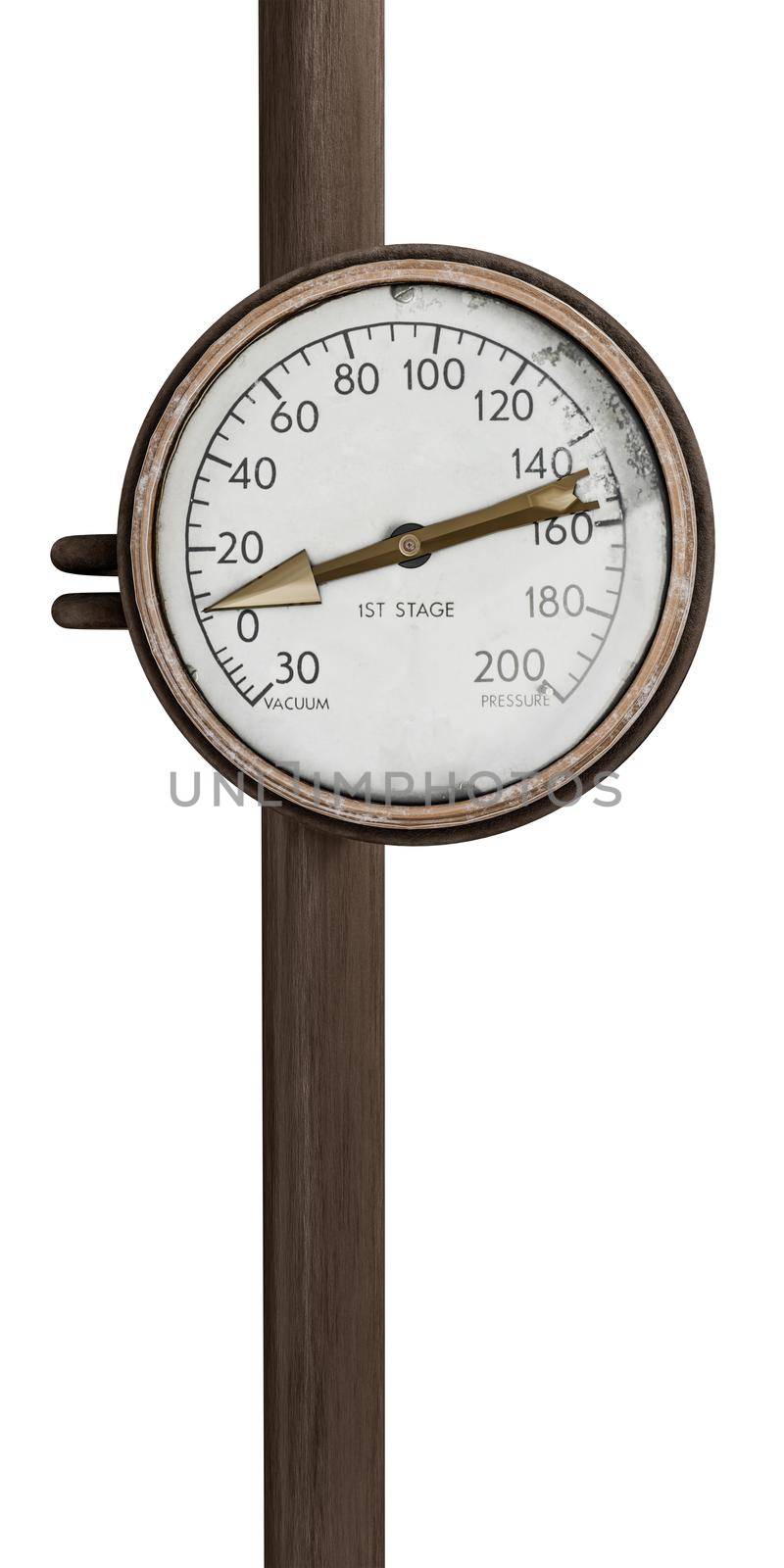 Steampunk gauge isolated on white background 3d illustration