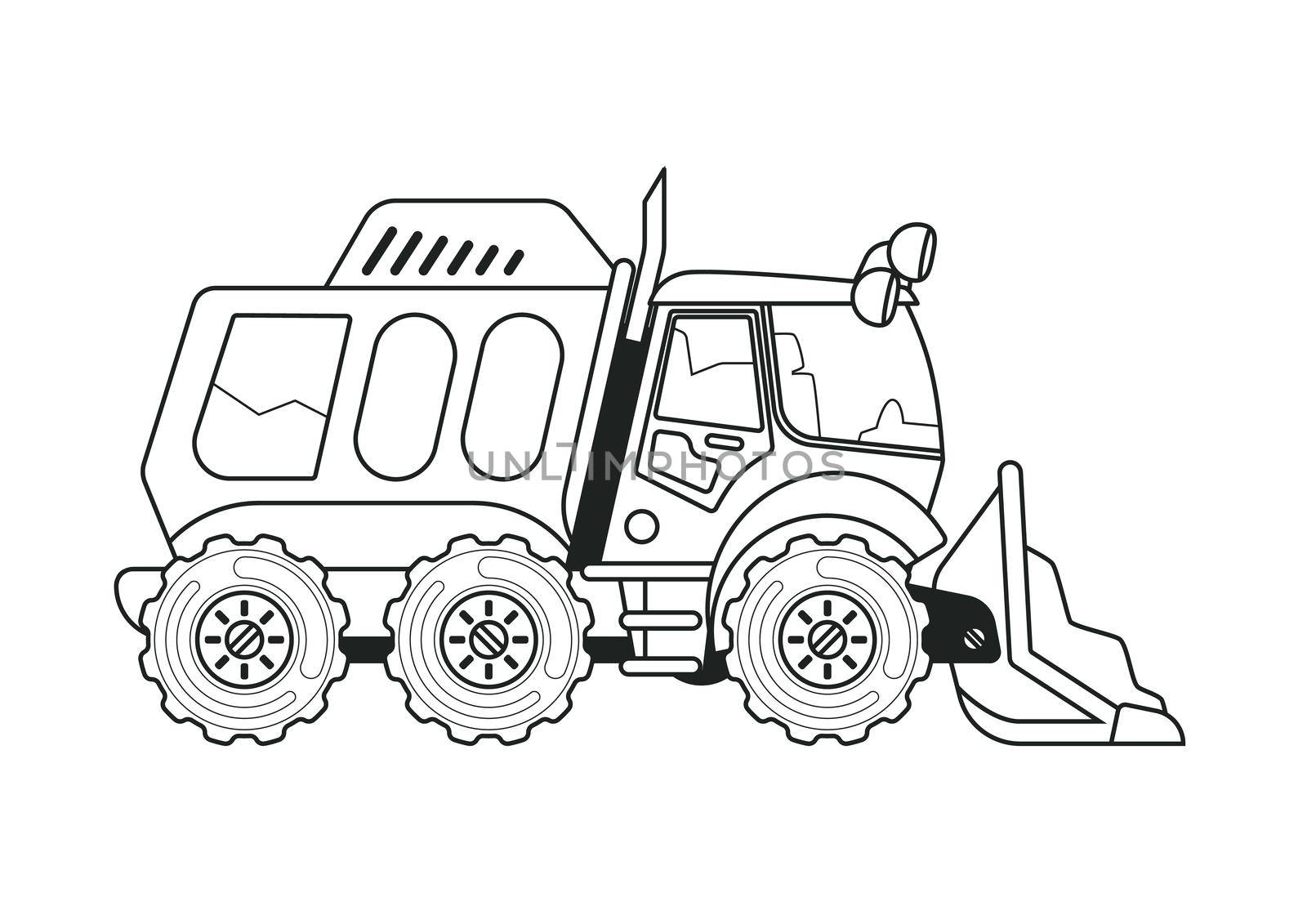 Cleaning Truck Coloring Book. Line Art.