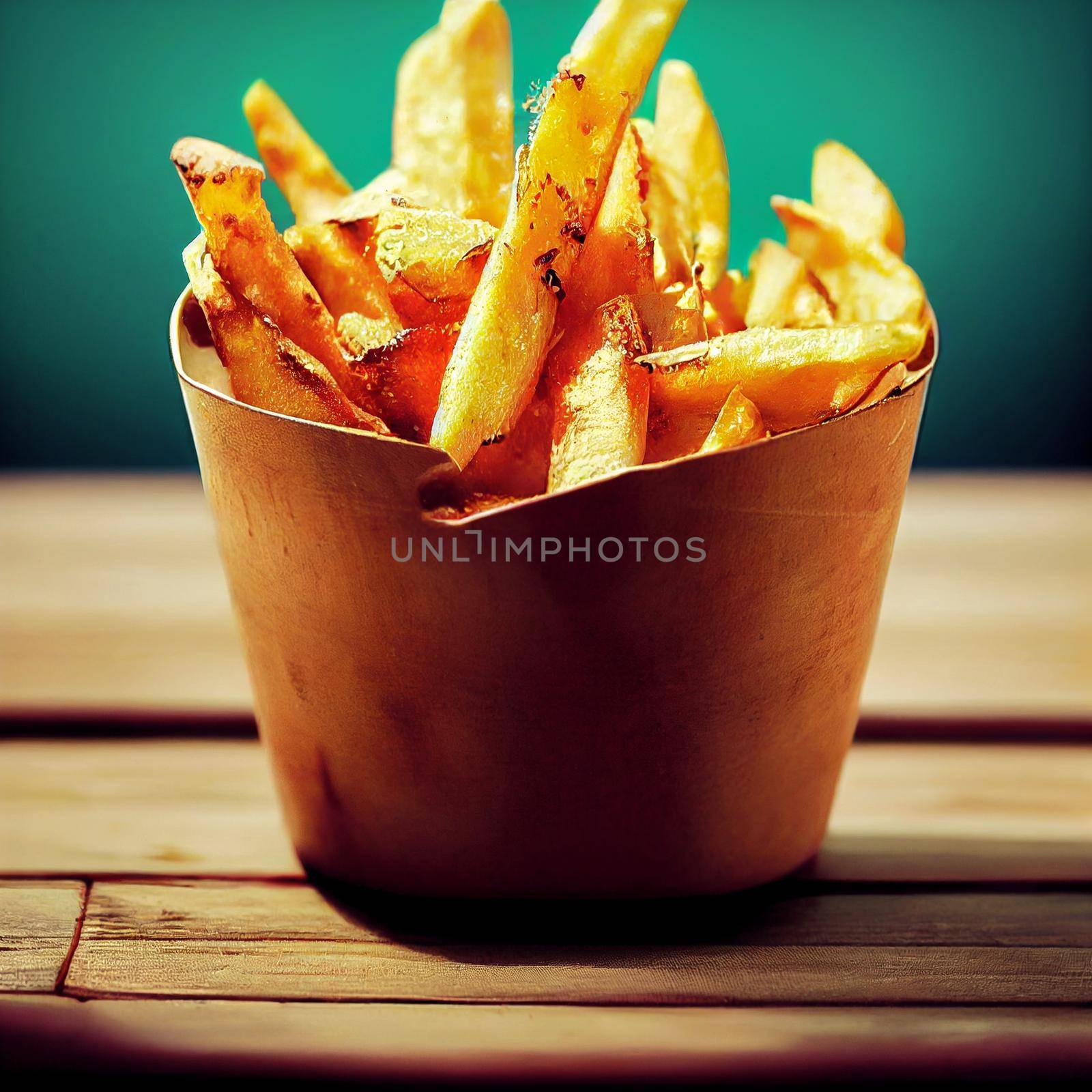 Tasty fresh hot french fries photorealistic 3D illustration by vmalafeevskiy