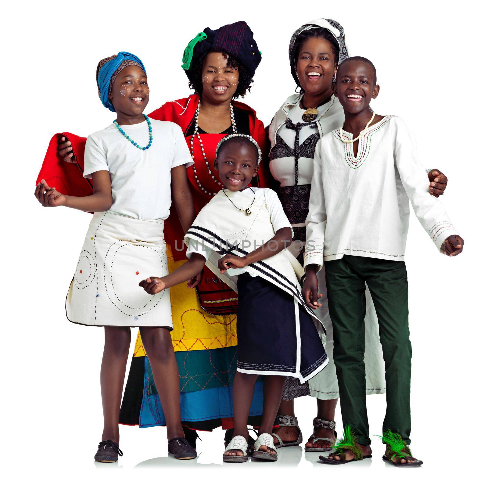 Family bonds. Studio shot of two traditional african women with their children against a white background