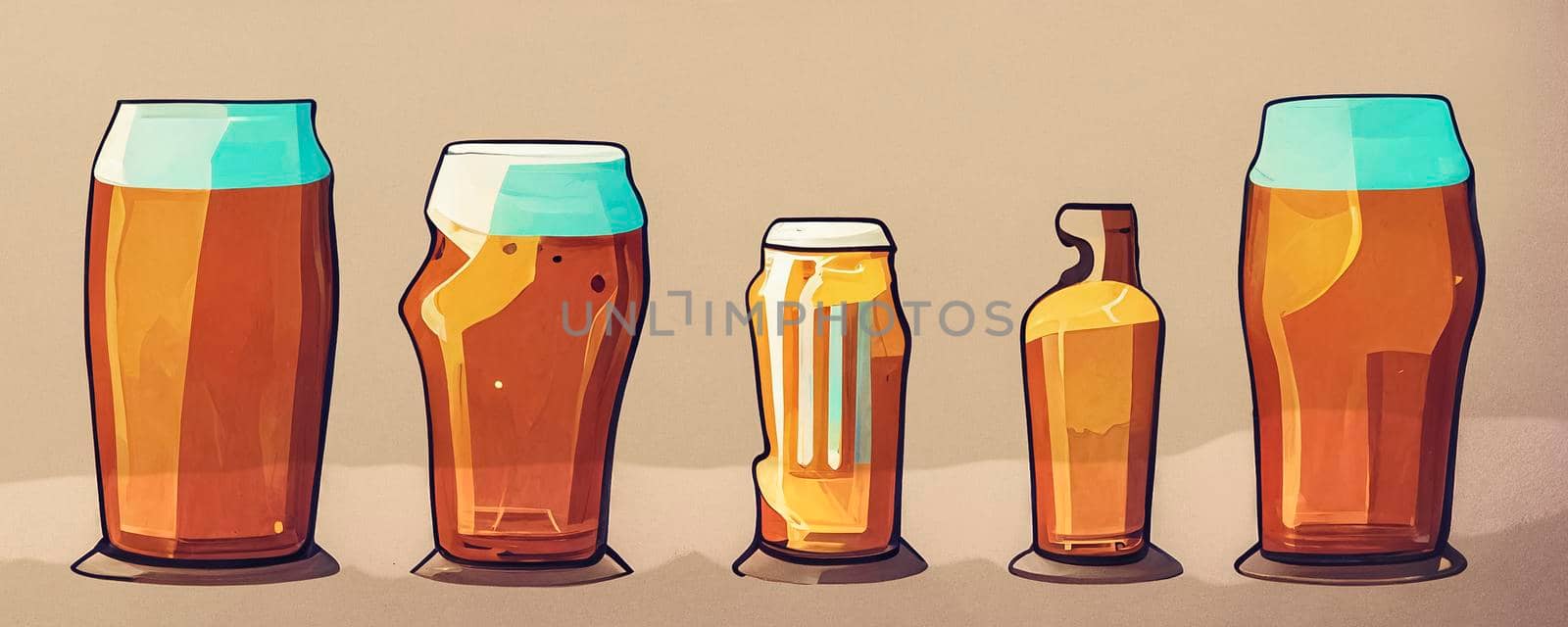 Set of Oktoberfest design elements. Beer. Germany icon set. Cartoon flat illustration