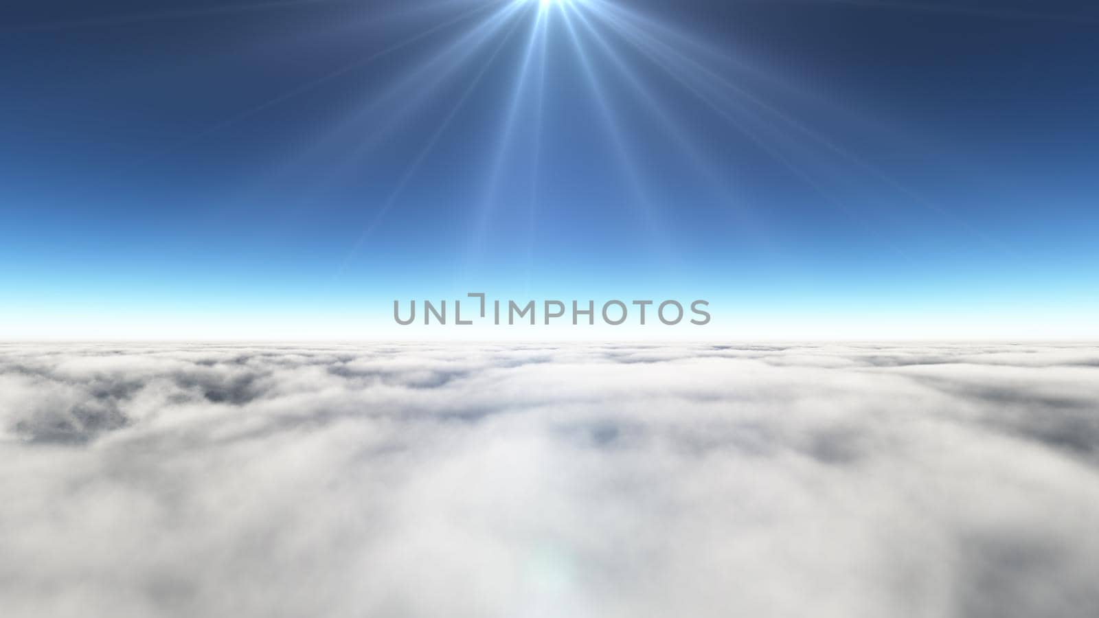 Above clouds sun ray, 3d rendering by alex_nako