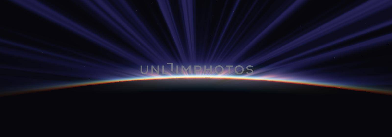 sunrise from space aurora, 3d rendering by alex_nako