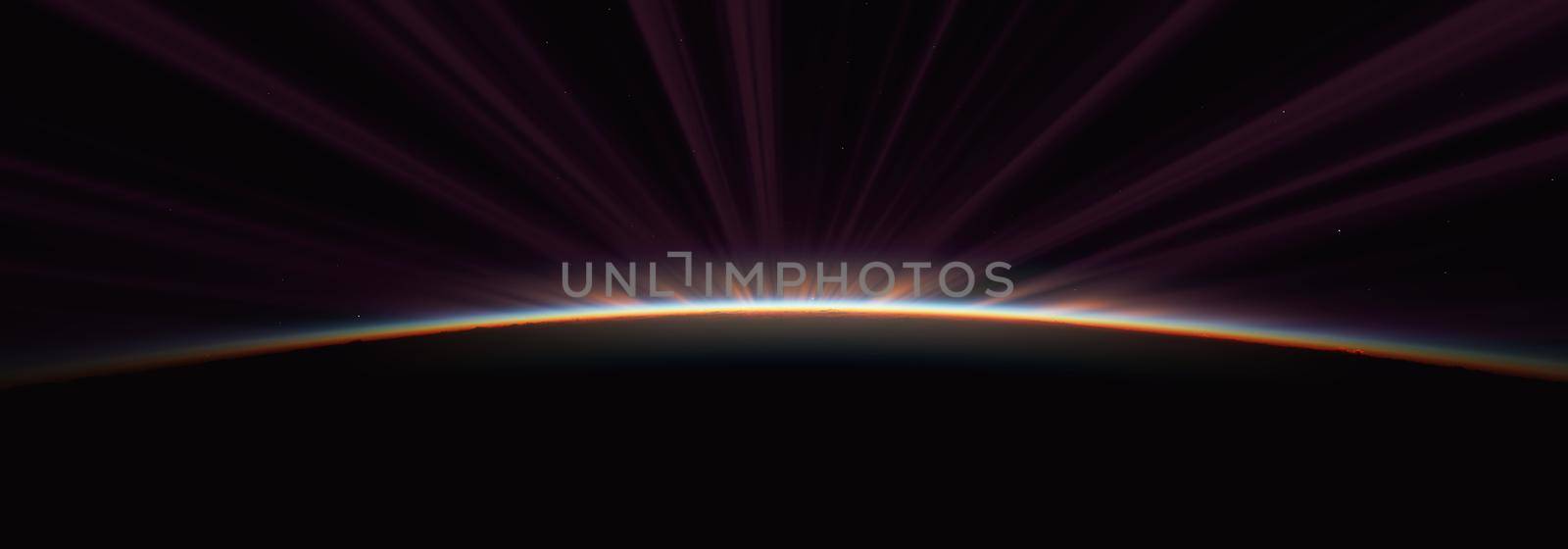 sunrise from space aurora, 3d rendering by alex_nako
