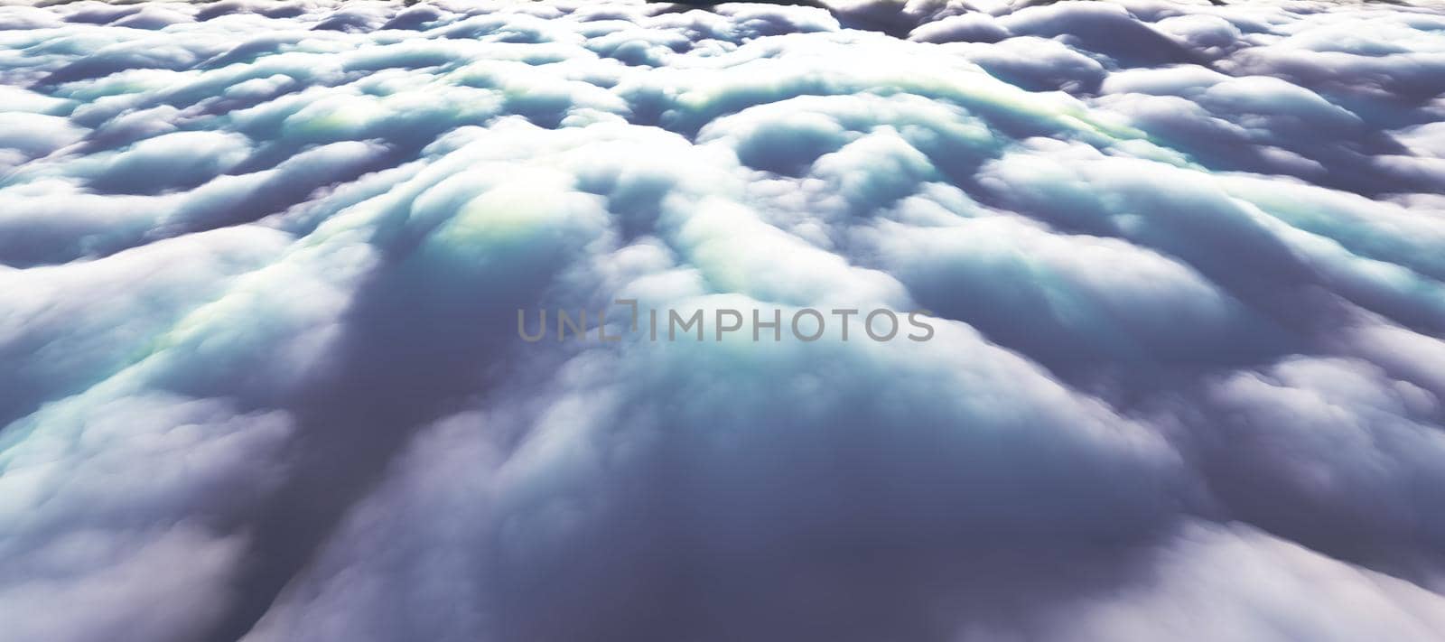 above clouds sun ray 3d render illustration