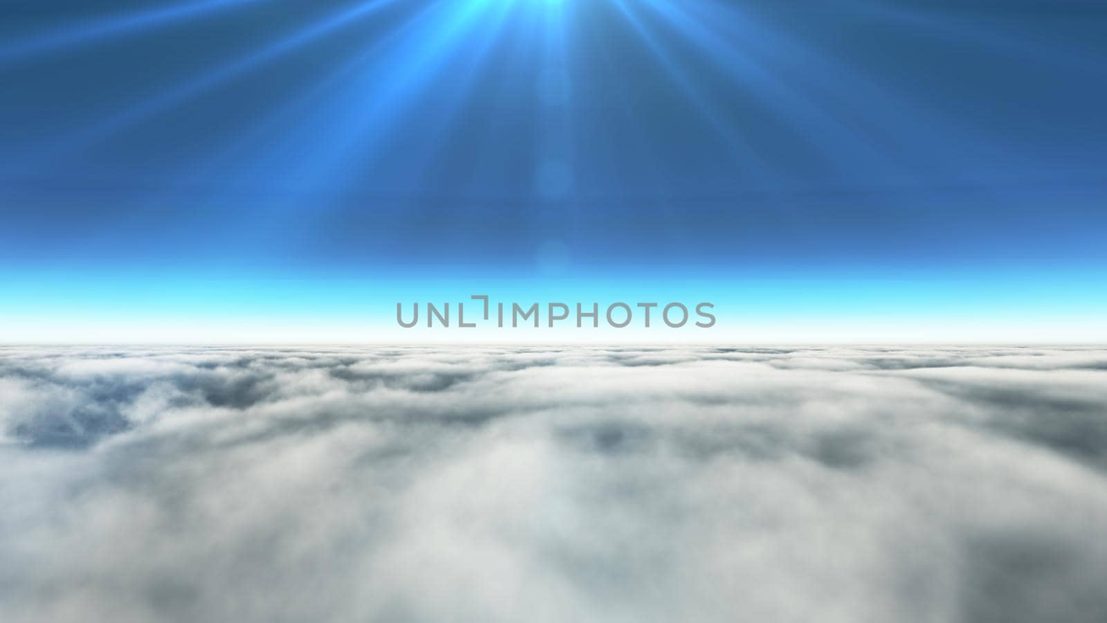 Above clouds sun ray, 3d rendering by alex_nako