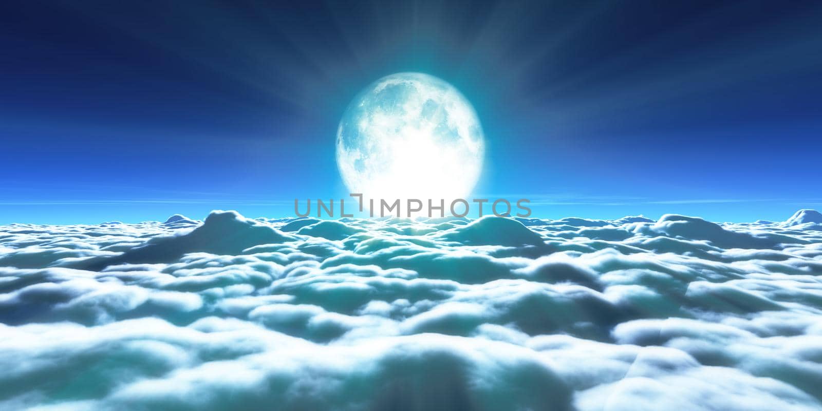above clouds full moon illustration by alex_nako