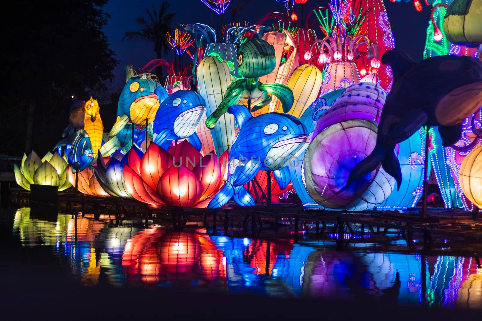 Dubai,UAE - 05.11.2021 - Illuminated installations at Dubai garden glow