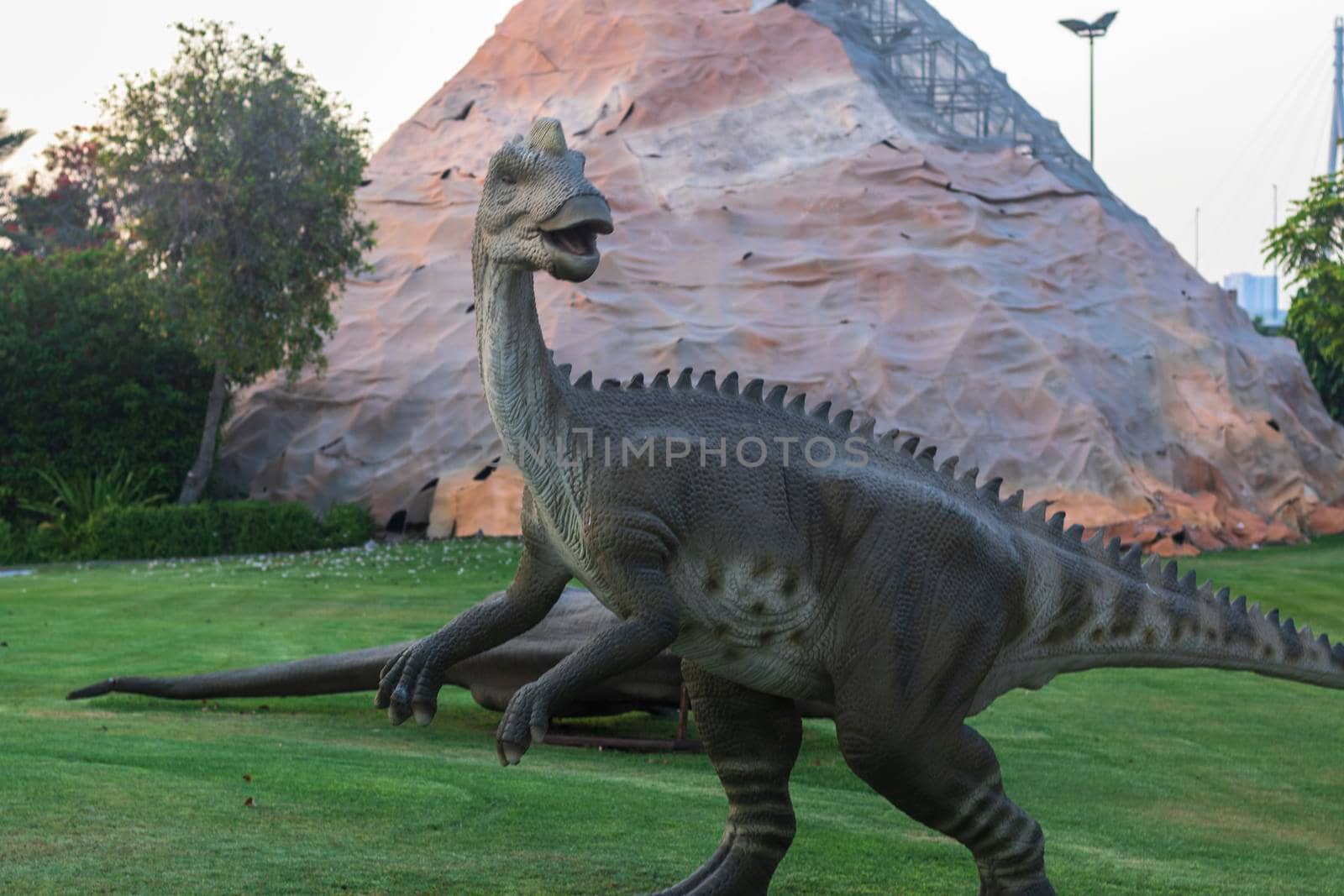 Dubai,UAE - 05.11.2021 -Dinosaur replica exhibit at dinosaur park.