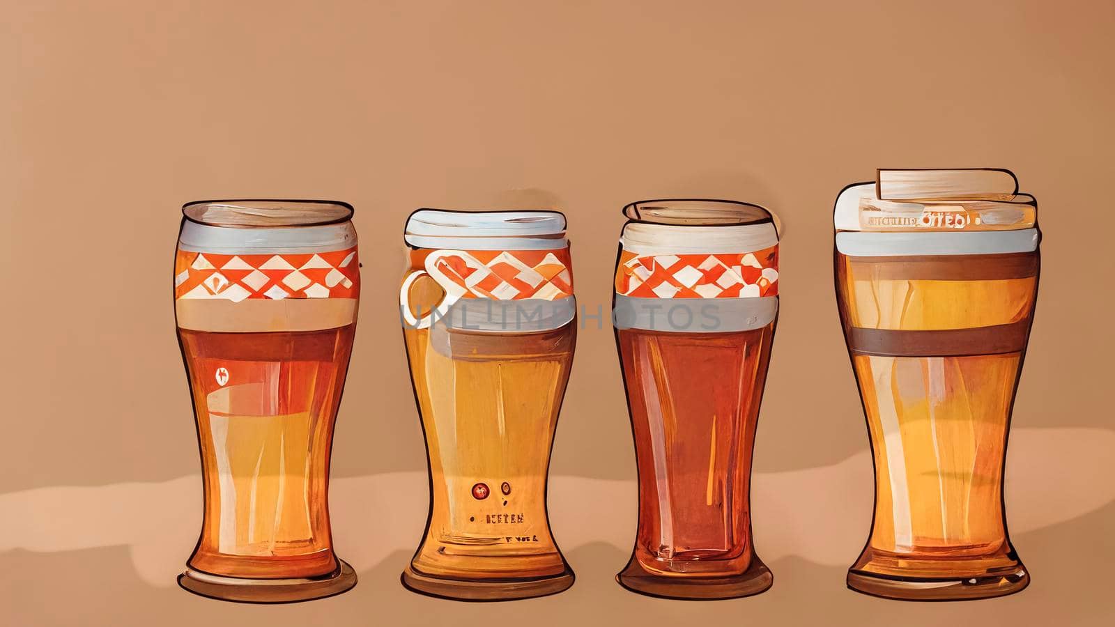 Set of Oktoberfest design elements. Beer. Germany icon set. Cartoon flat illustration