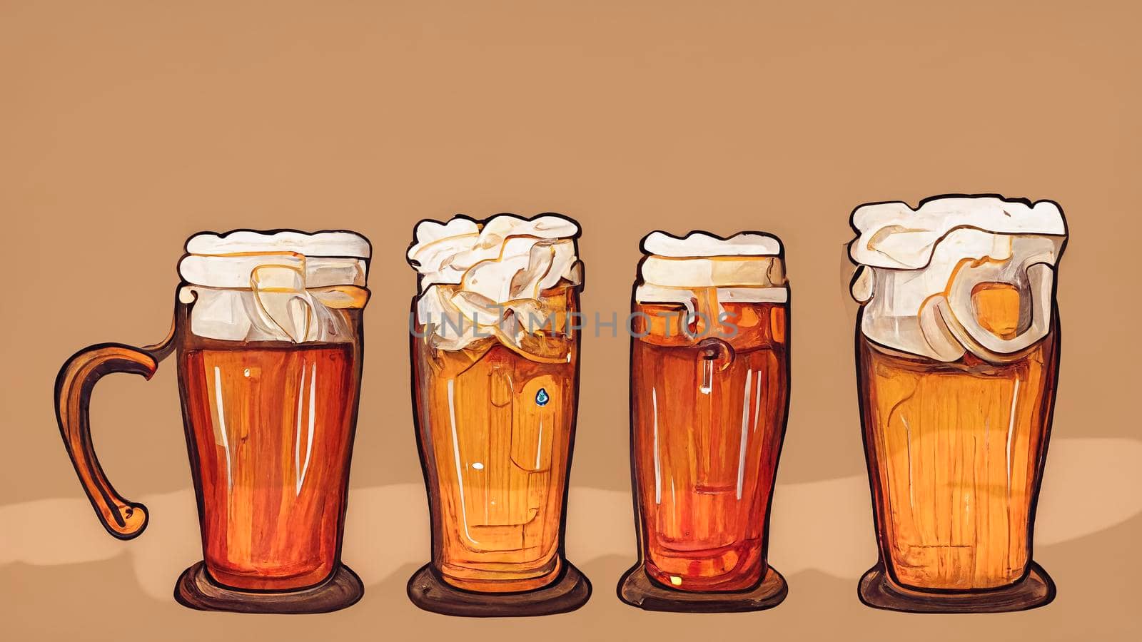 Set of Oktoberfest design elements. Beer. Germany icon set. Cartoon flat illustration