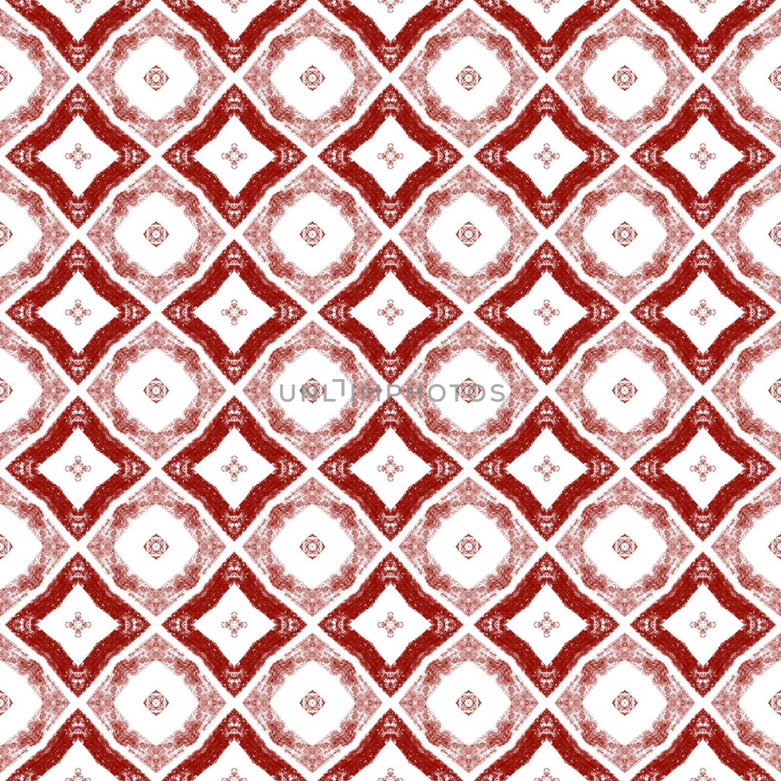 Striped hand drawn pattern. Wine red symmetrical kaleidoscope background. Repeating striped hand drawn tile. Textile ready juicy print, swimwear fabric, wallpaper, wrapping.