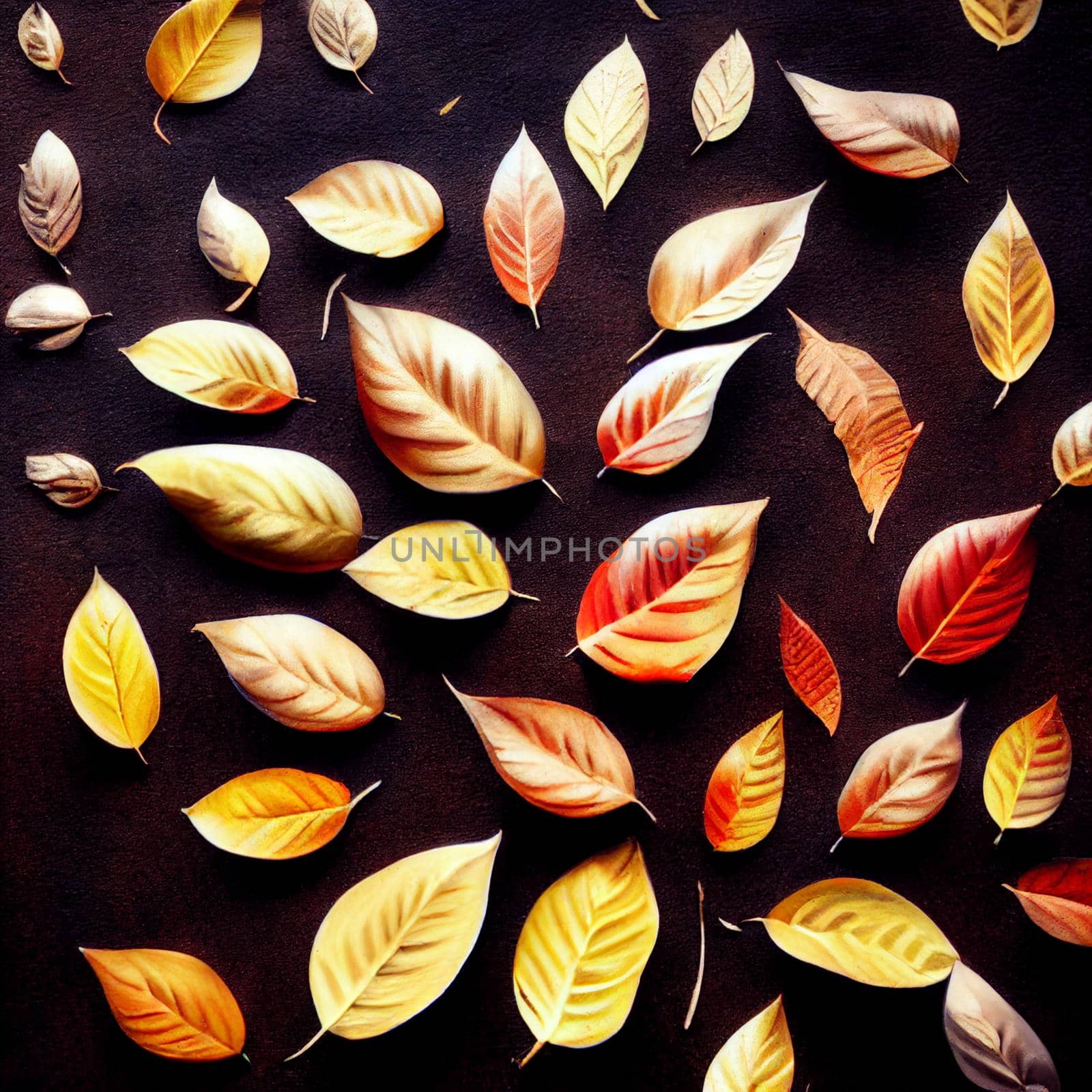 Illustration of a Yellow-orange bouquet of autumn leaves