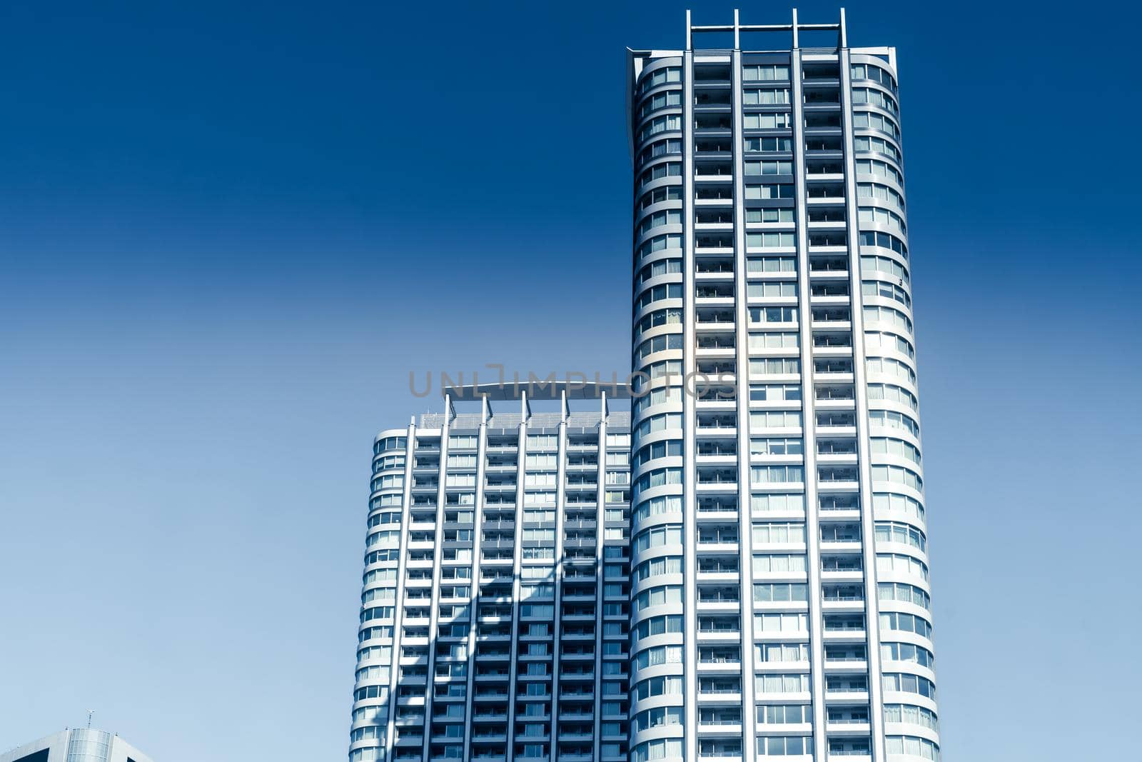 Office buildings and blue sky in Minato Ward, Tokyo. Shooting Location: Tokyo metropolitan area