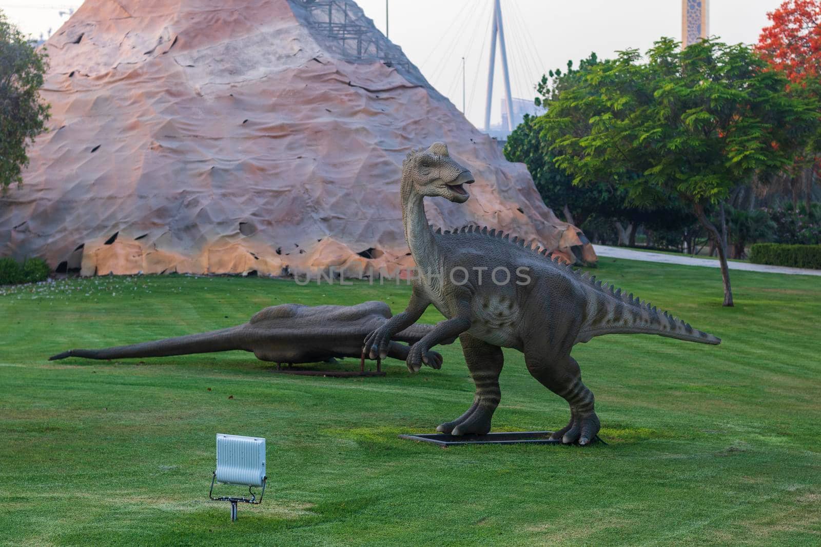 Dubai,UAE - 05.11.2021 -Dinosaur replica exhibit at dinosaur park.