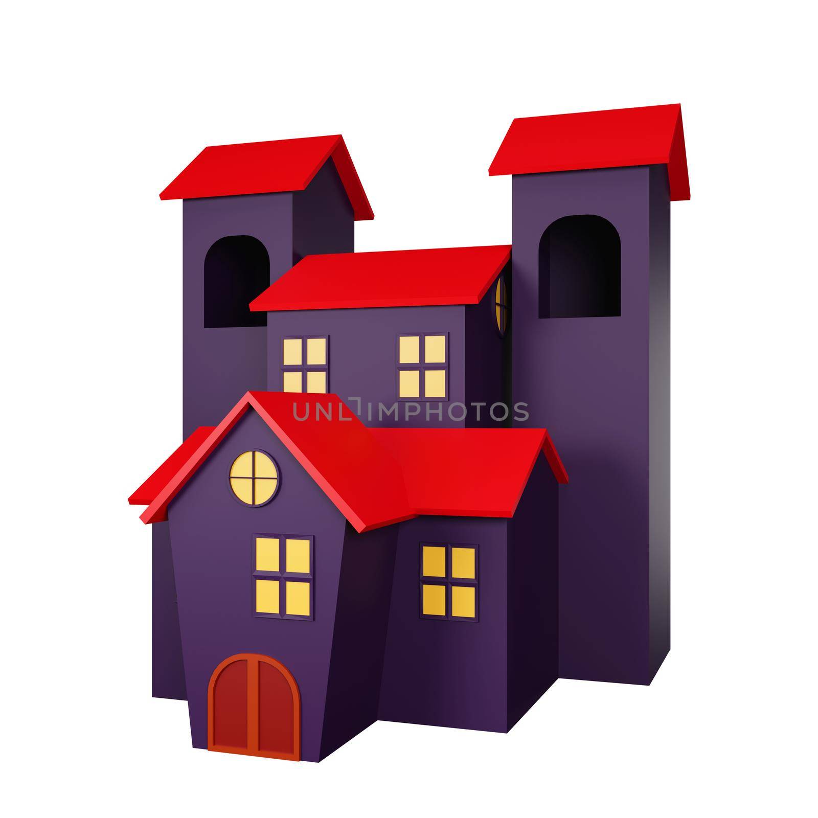 3d rendering of haunted house halloween icon