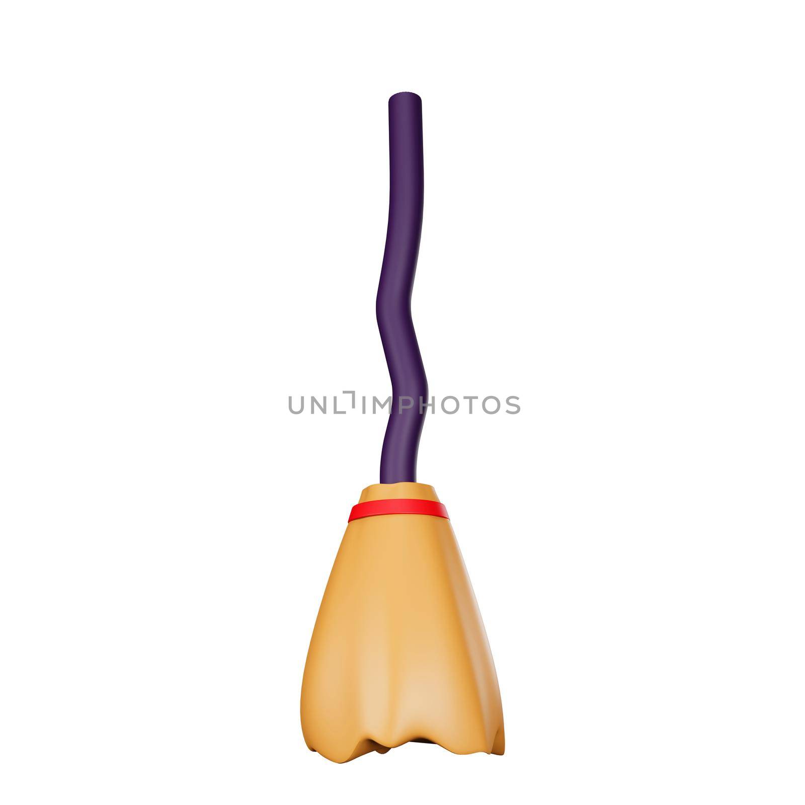 3d rendering of broom witch halloween icon