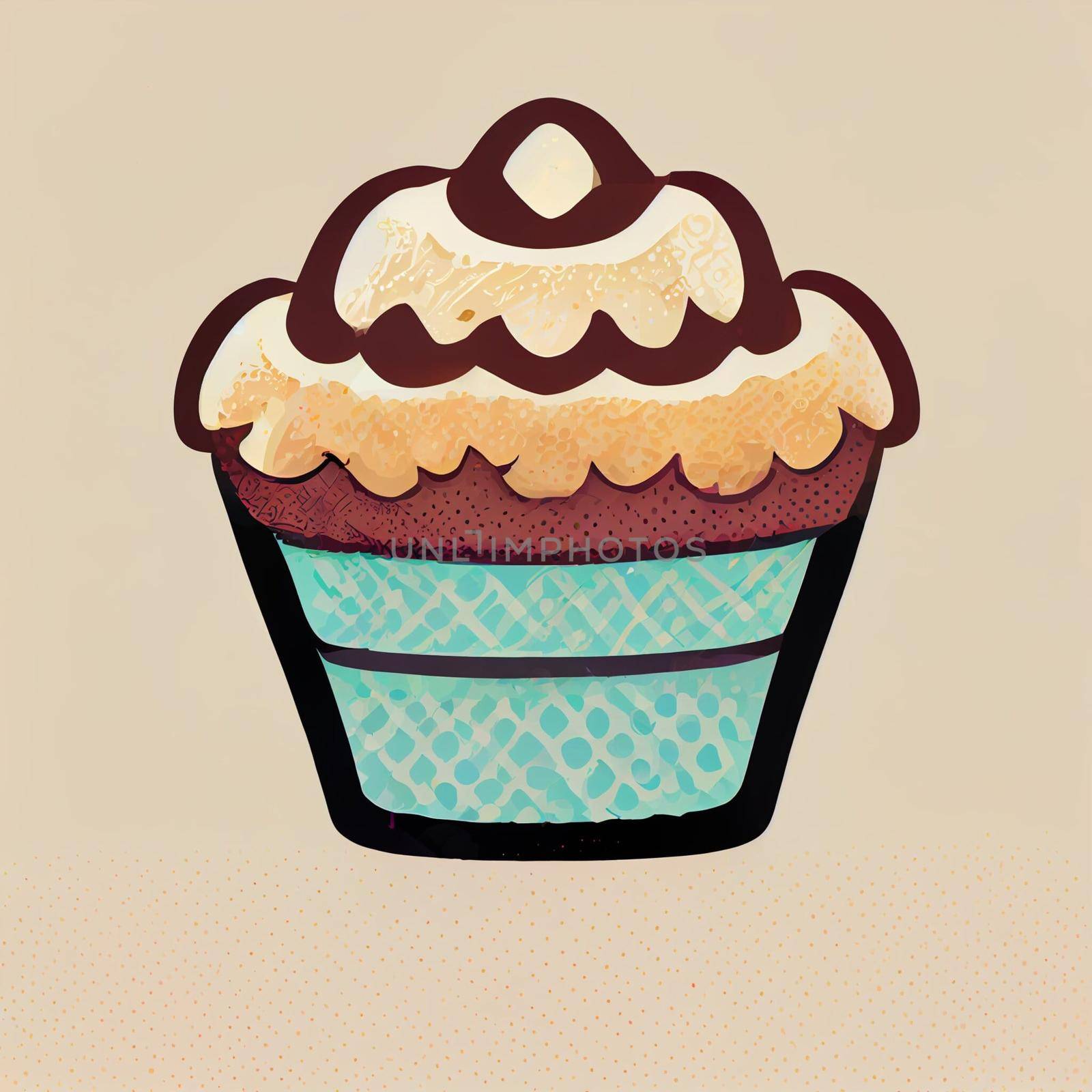 Cupcake set for illustration and drawing material two cupcakes