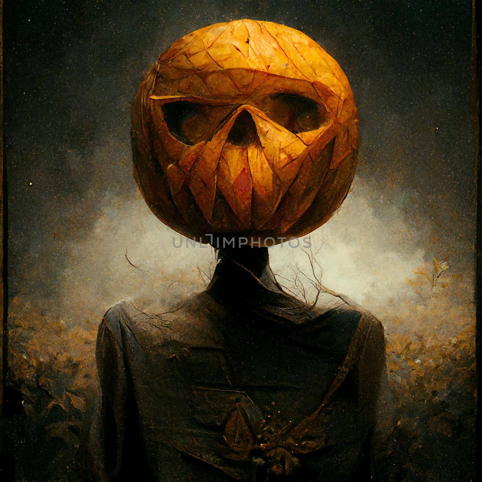 Cartoon illustration of a sinister Halloween pumpkin by NeuroSky