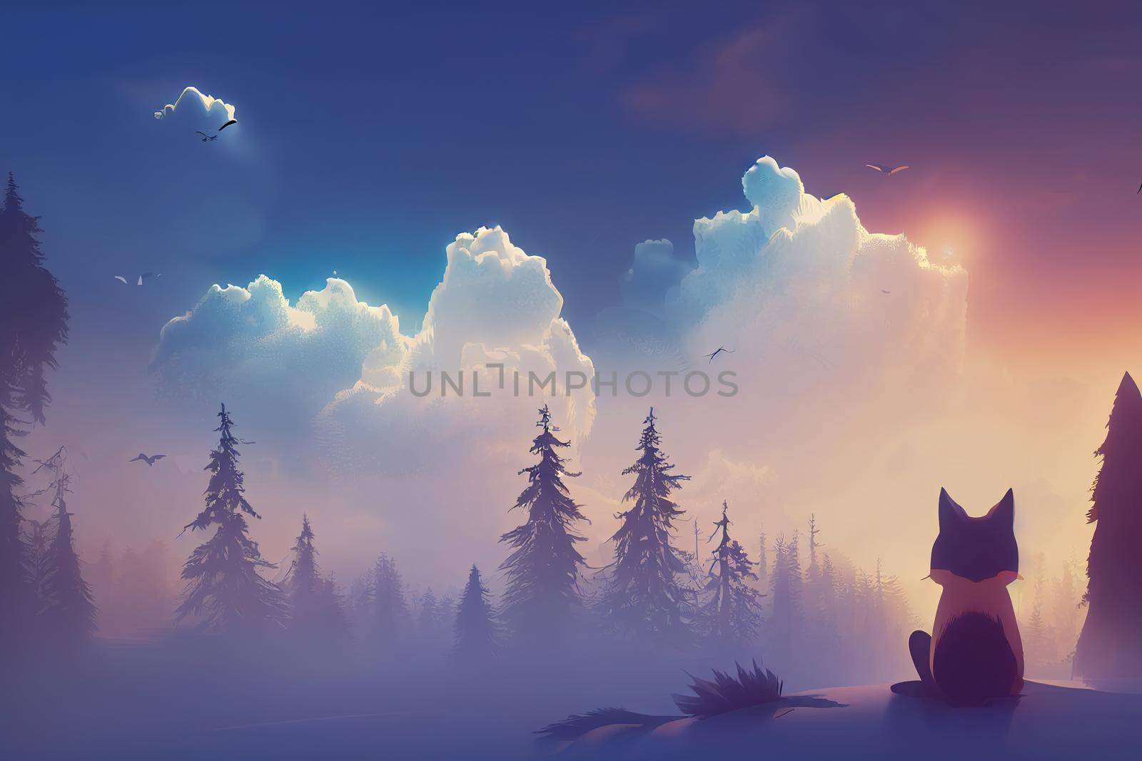 Horizontal banner of forest landscape by 2ragon