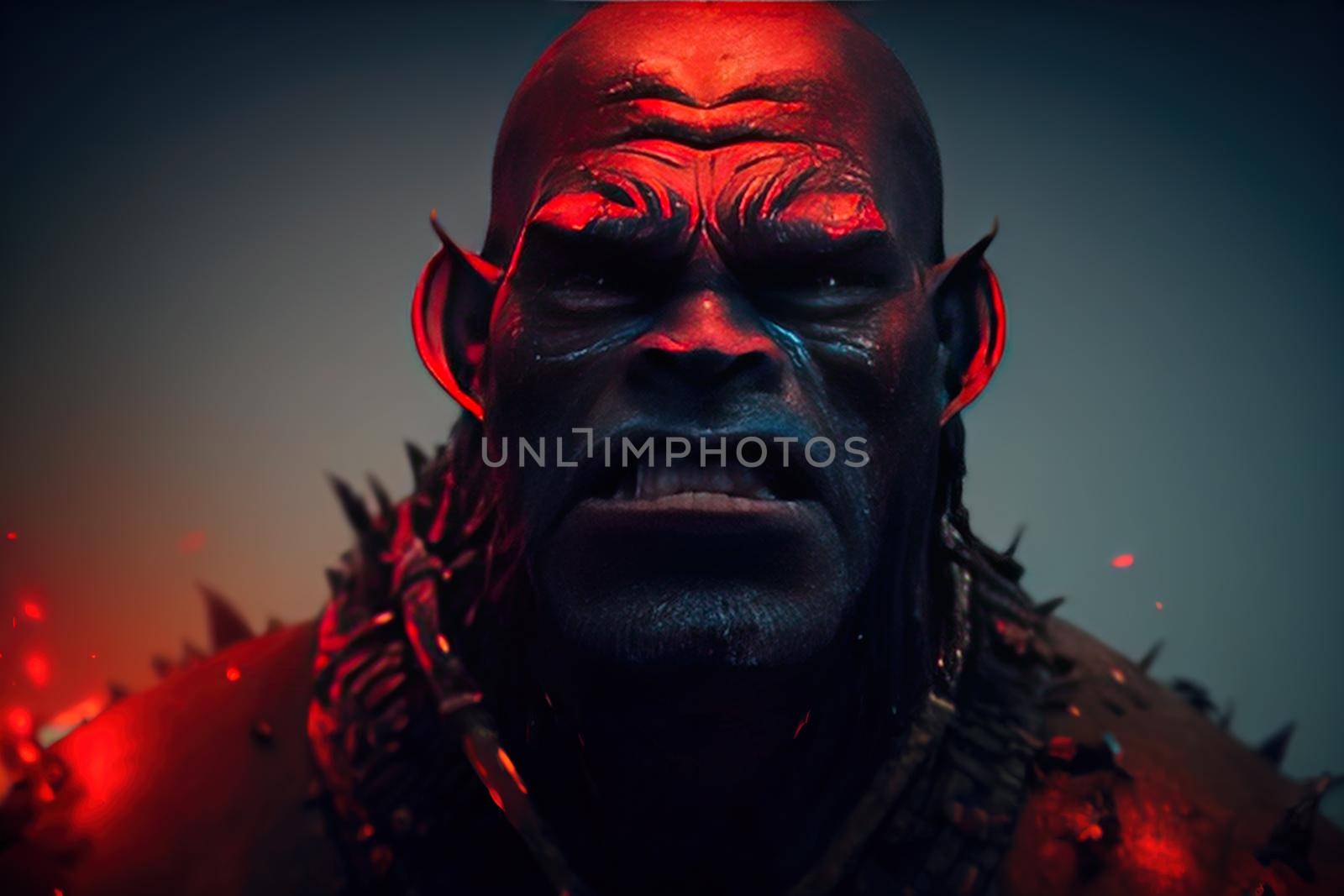 realistic orc character crying. High quality 3d illustration