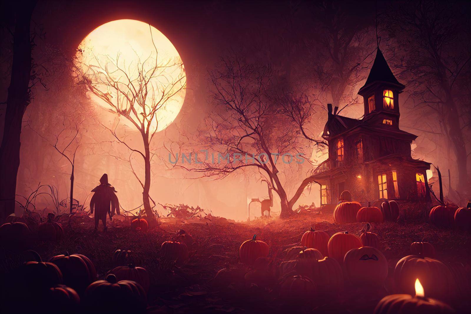 Halloween night with scary silhoulette by 2ragon