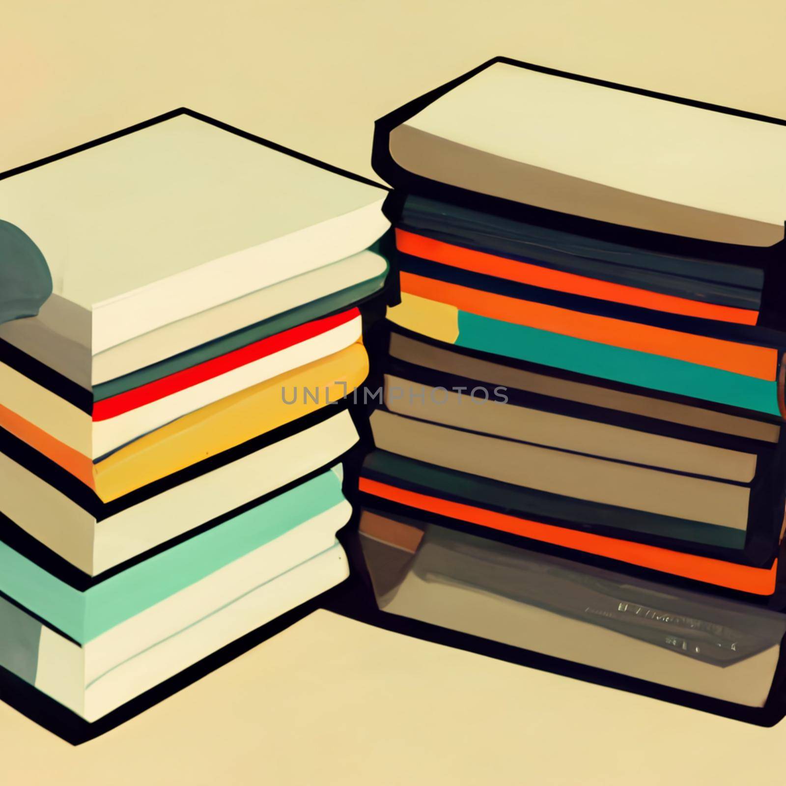 Stack of books on white background llustration