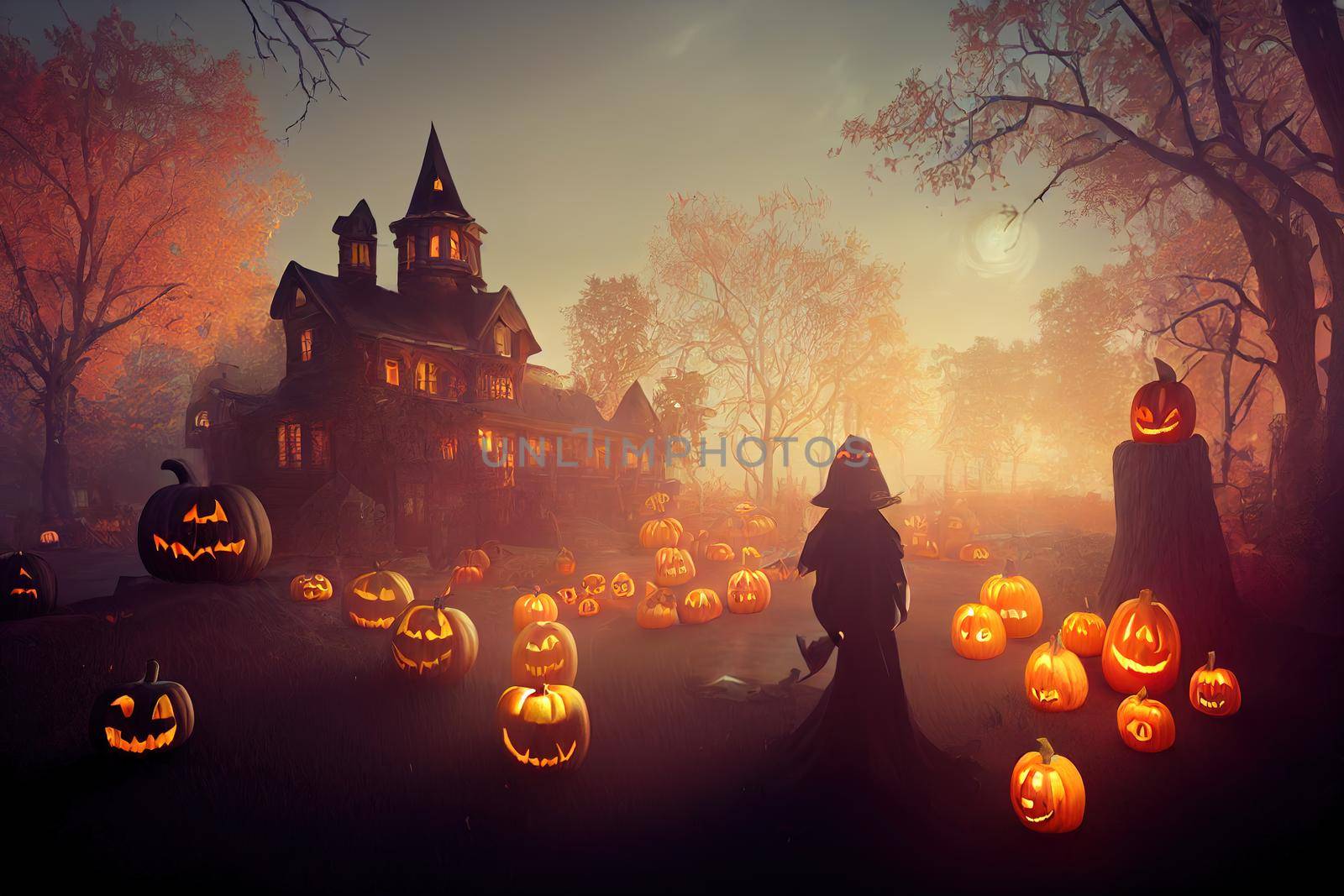 Scary Halloween House. High quality 3d illustration