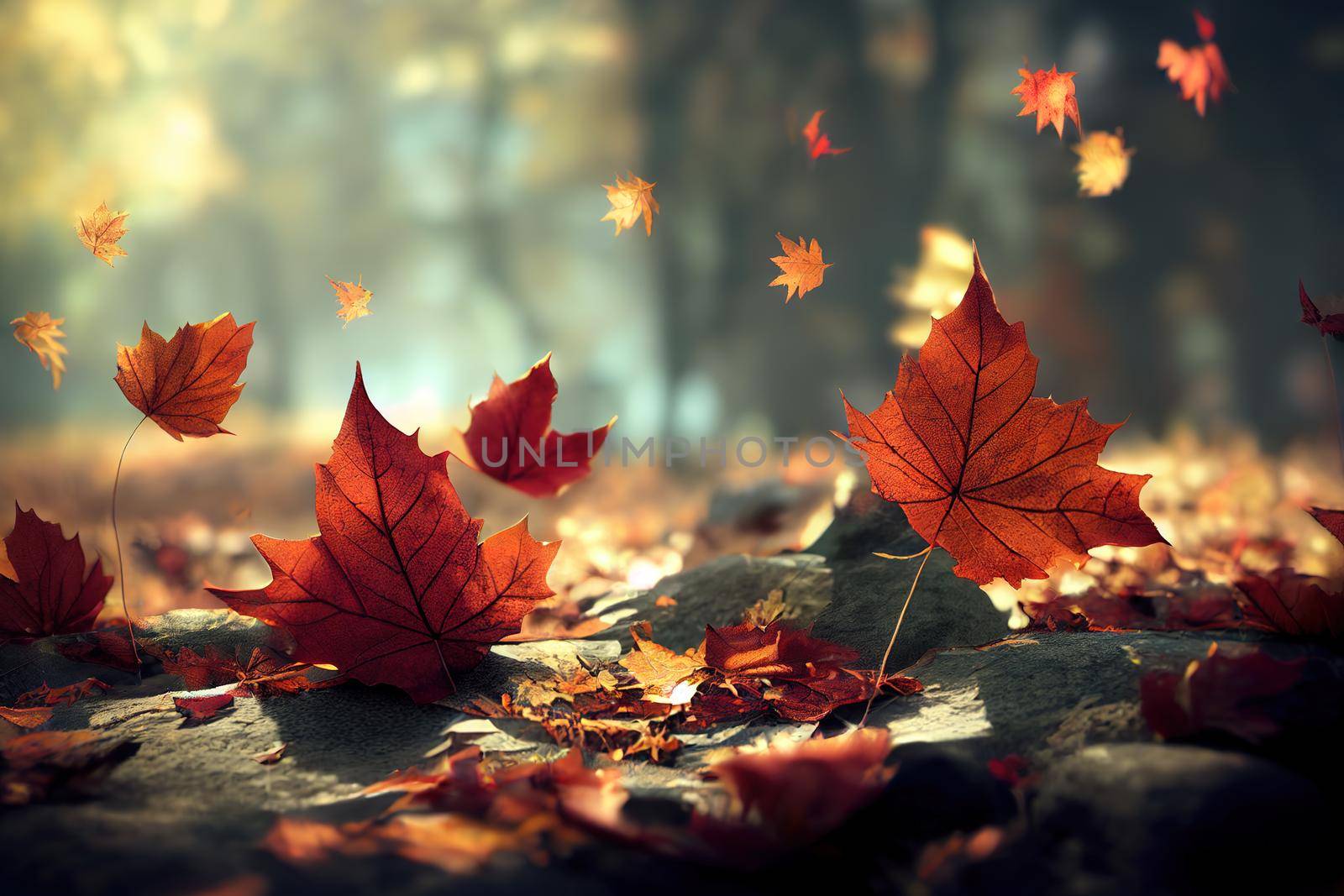 autumn leaves. High quality 3d illustration