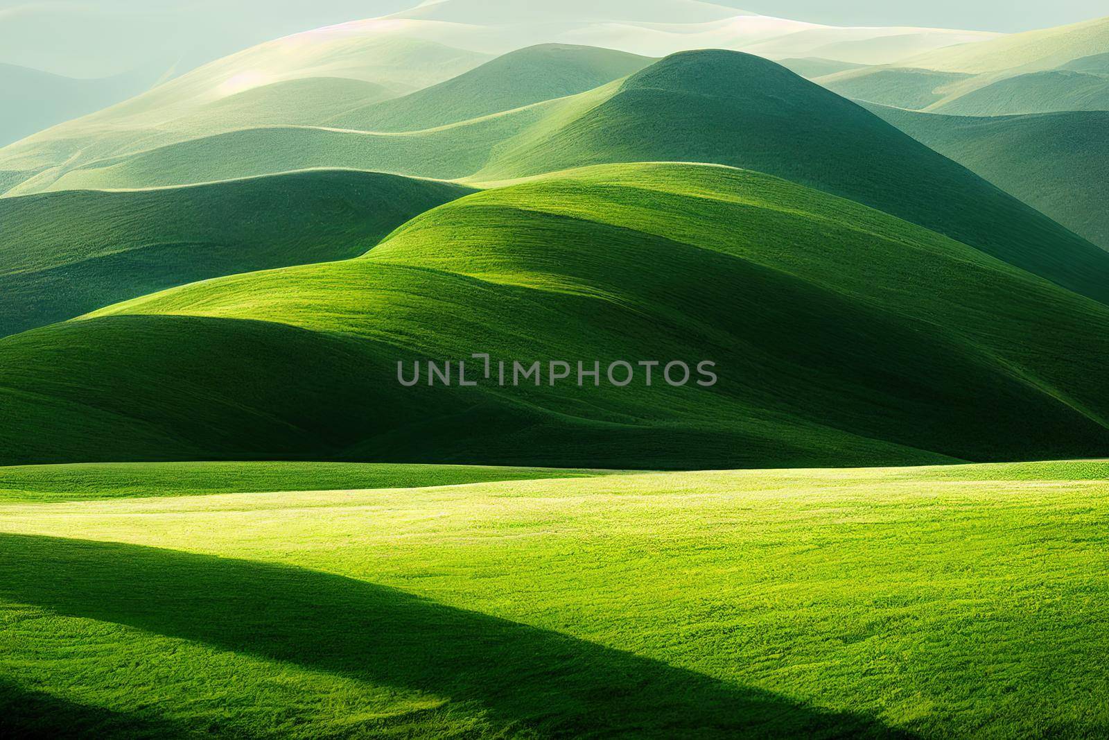 abstract background with green hills. High quality 3d illustration