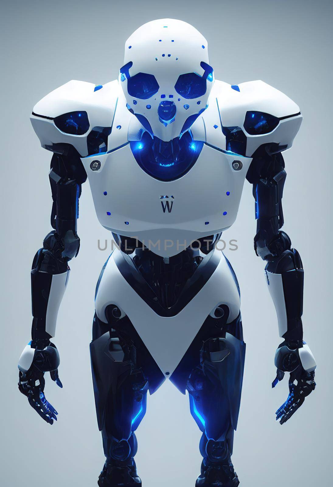 futuristic robot white color in bright background by 2ragon