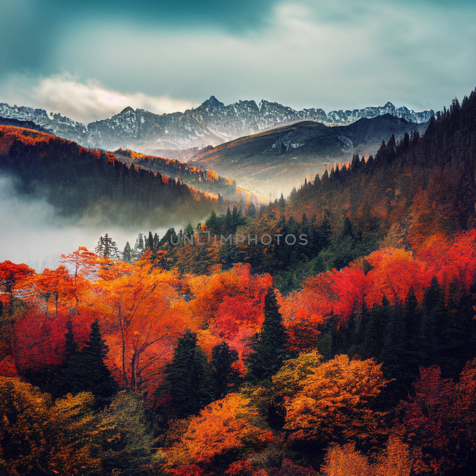 Autumn forest in the mountains by NeuroSky