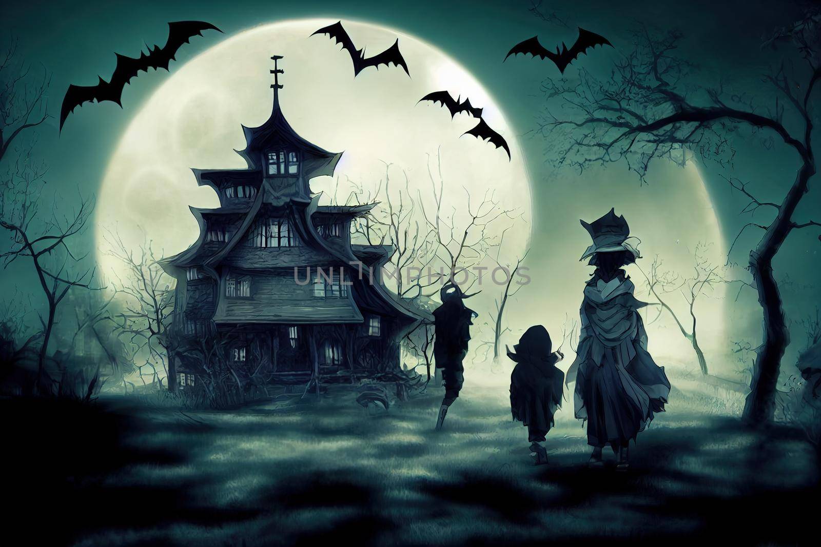 anime style spooky halloween 1. High quality 3d illustration