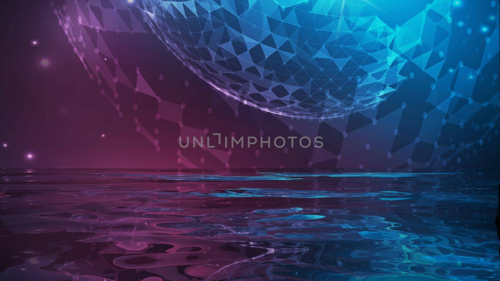 Music abstract sphere background with reflection in water. Music background concept art. by DmytroRazinkov