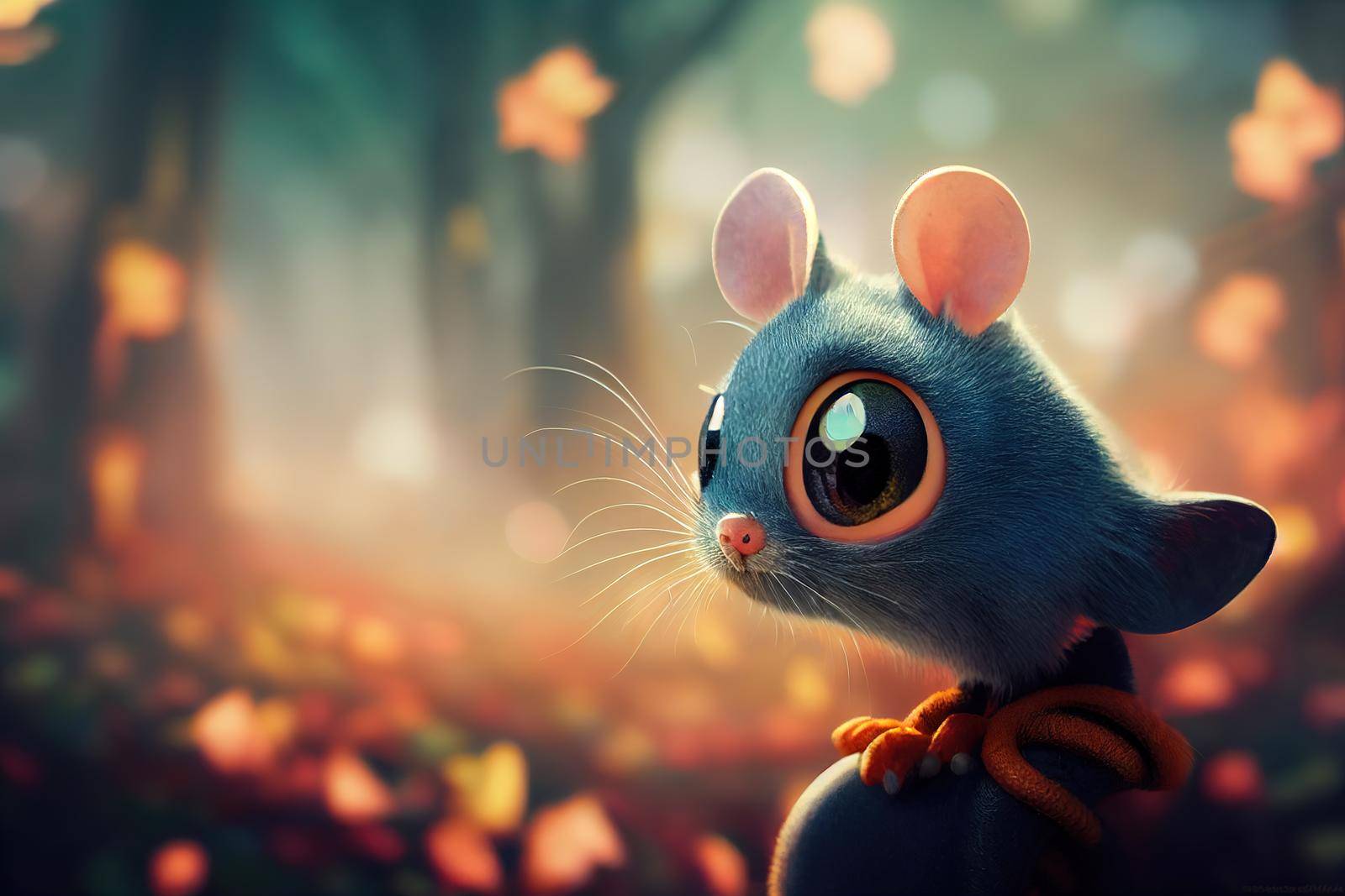 Tiny Blue Mouse Character. High quality 3d illustration
