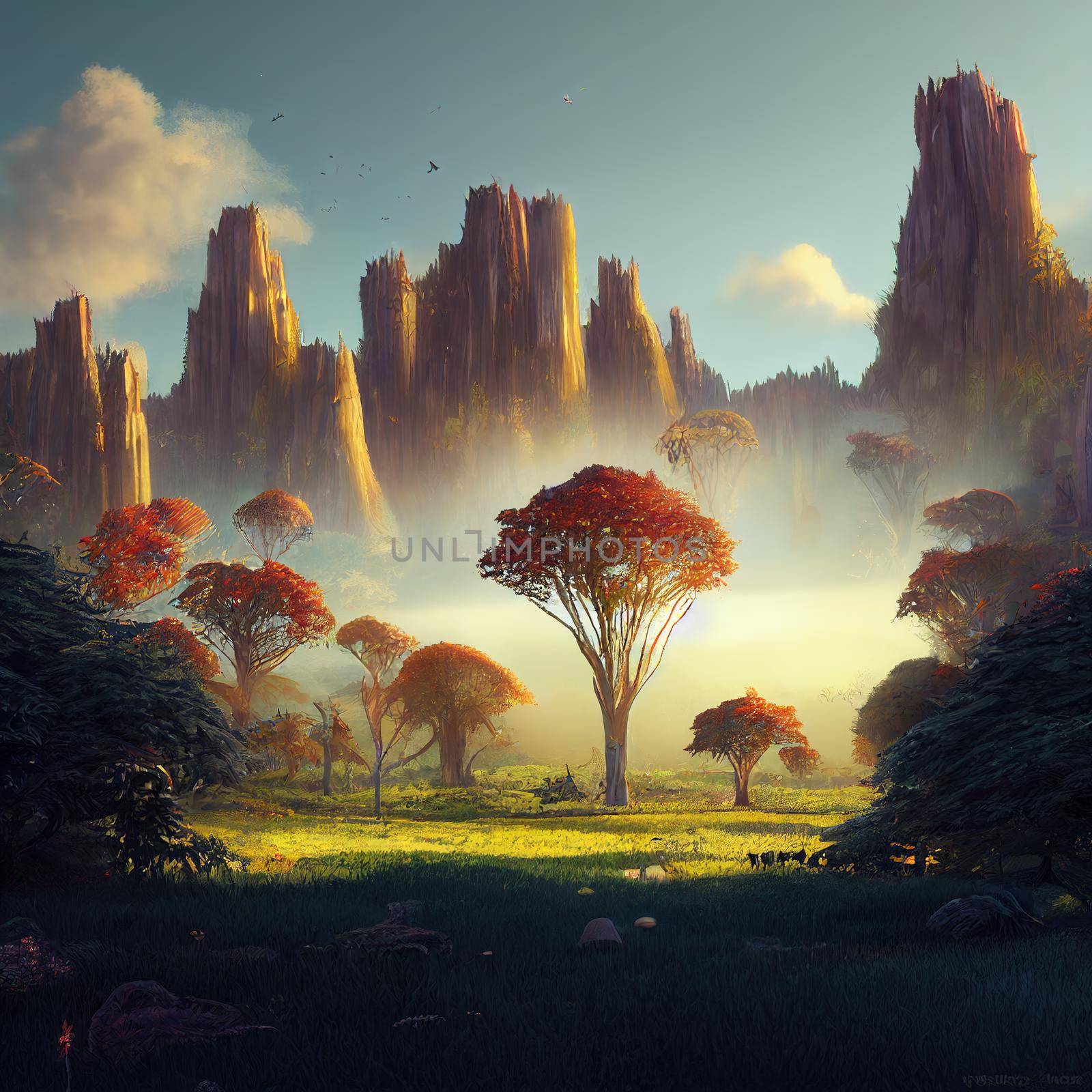 fairy 3d animation style forest background. High quality 3d illustration