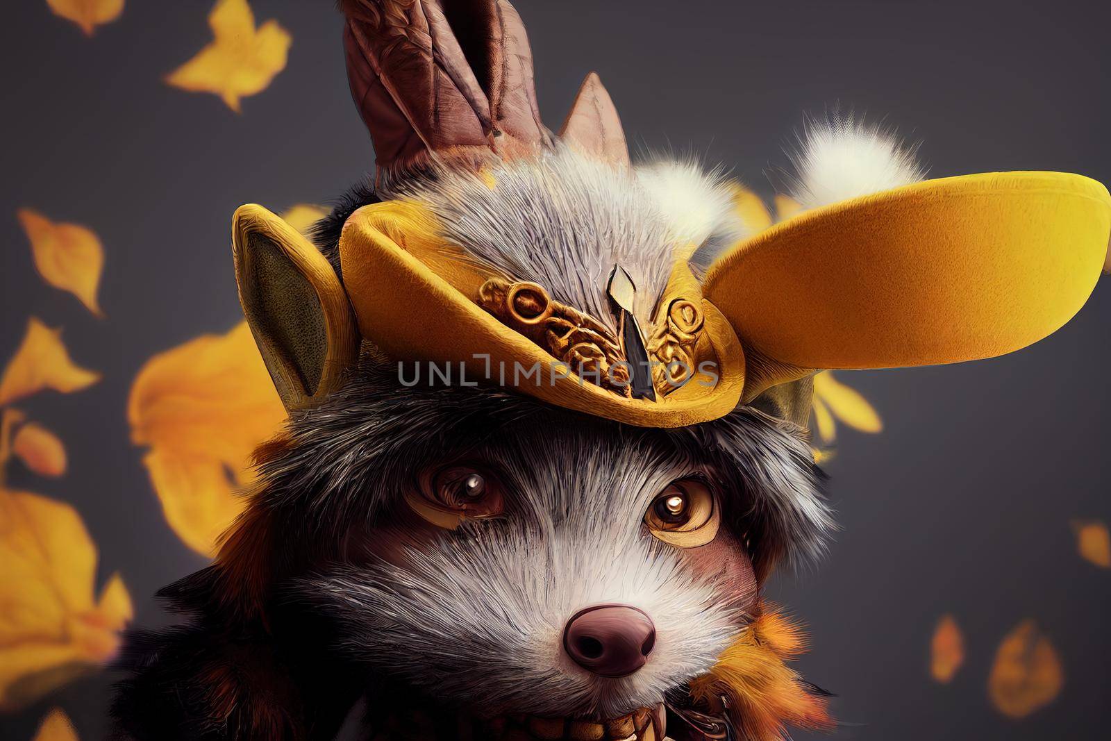 frame realistic animal with costume yordle character. High quality 3d illustration