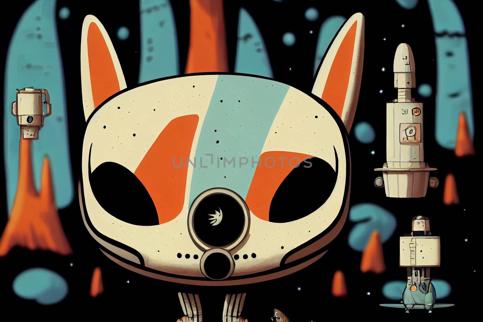 cartoon anthropomorphic fox astronaut by 2ragon