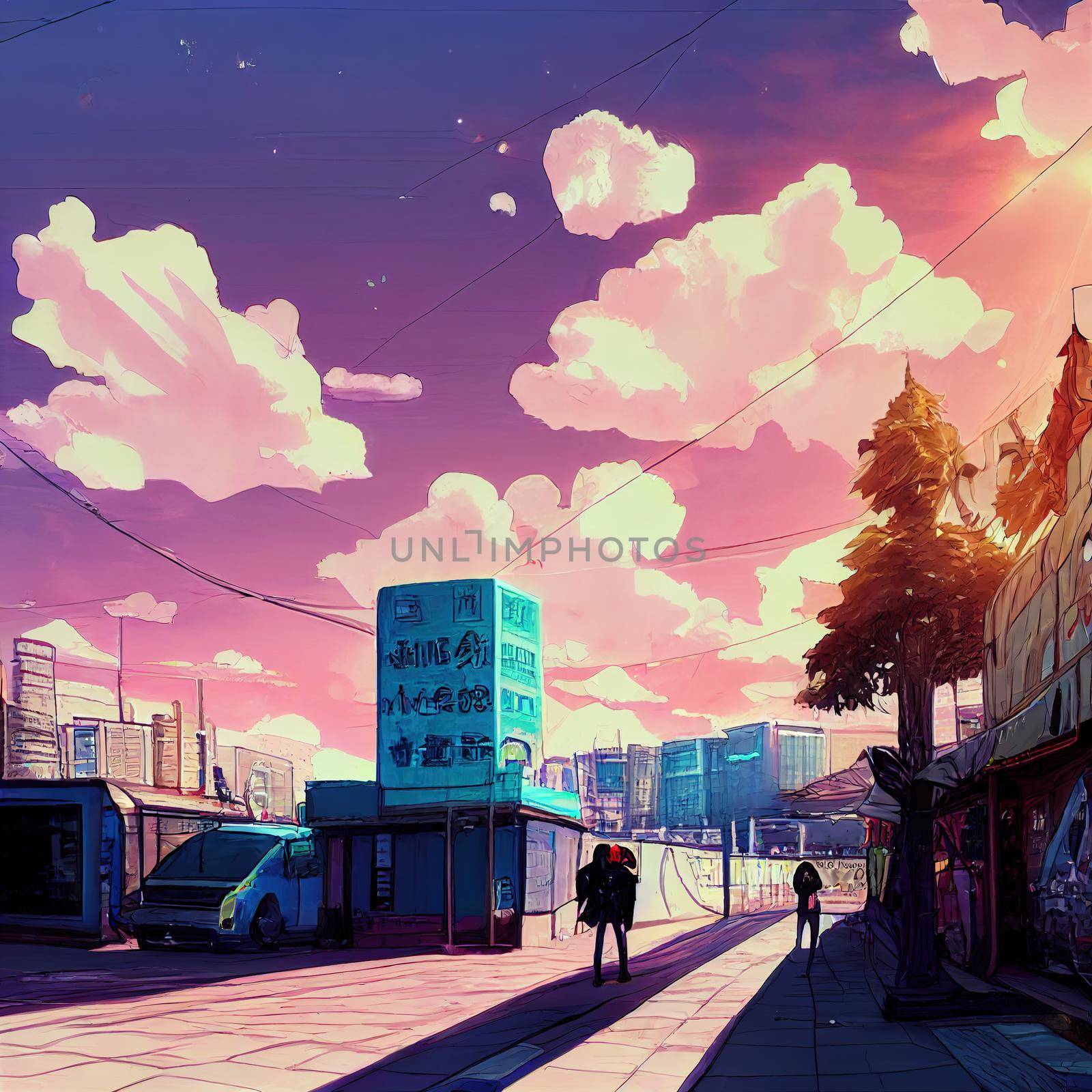 anime style city street by 2ragon